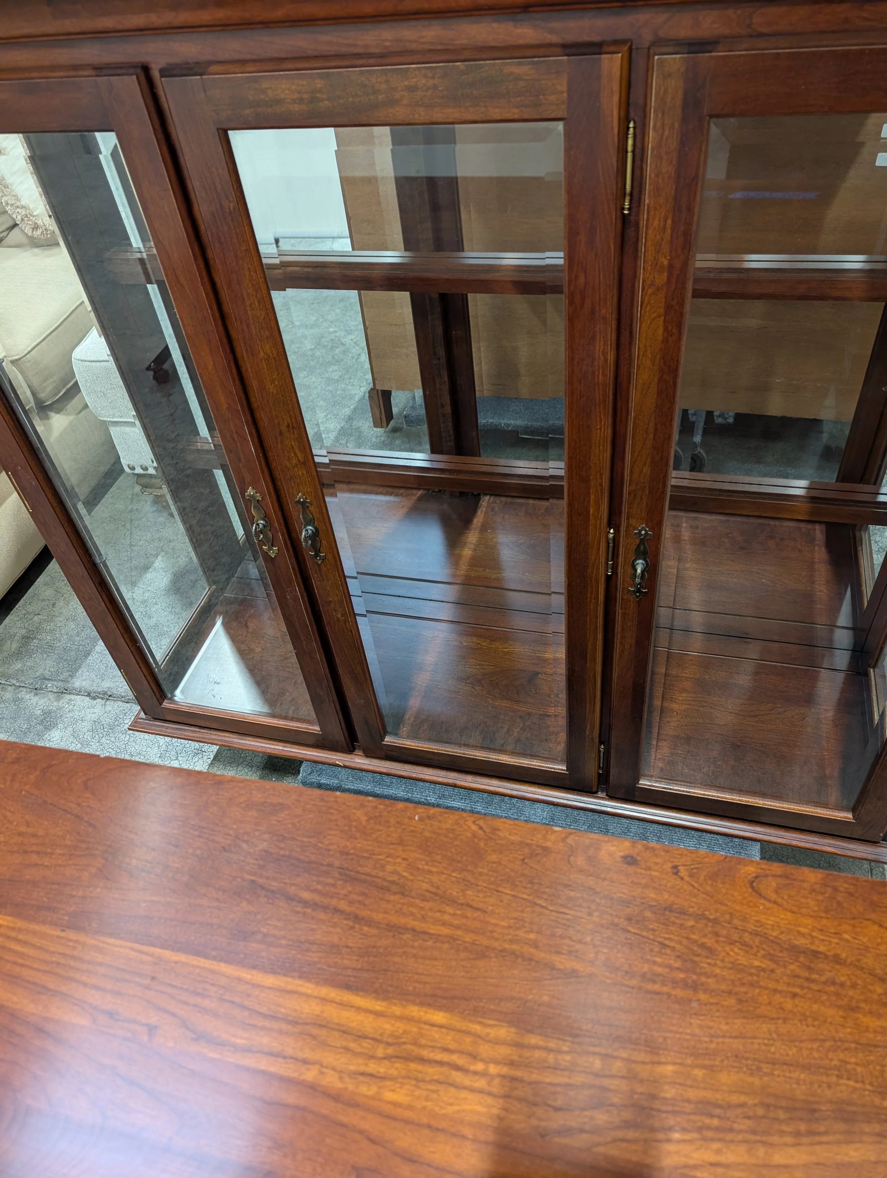Richly Stained Wooden Display Cabinet with Glass Doors - Image 8