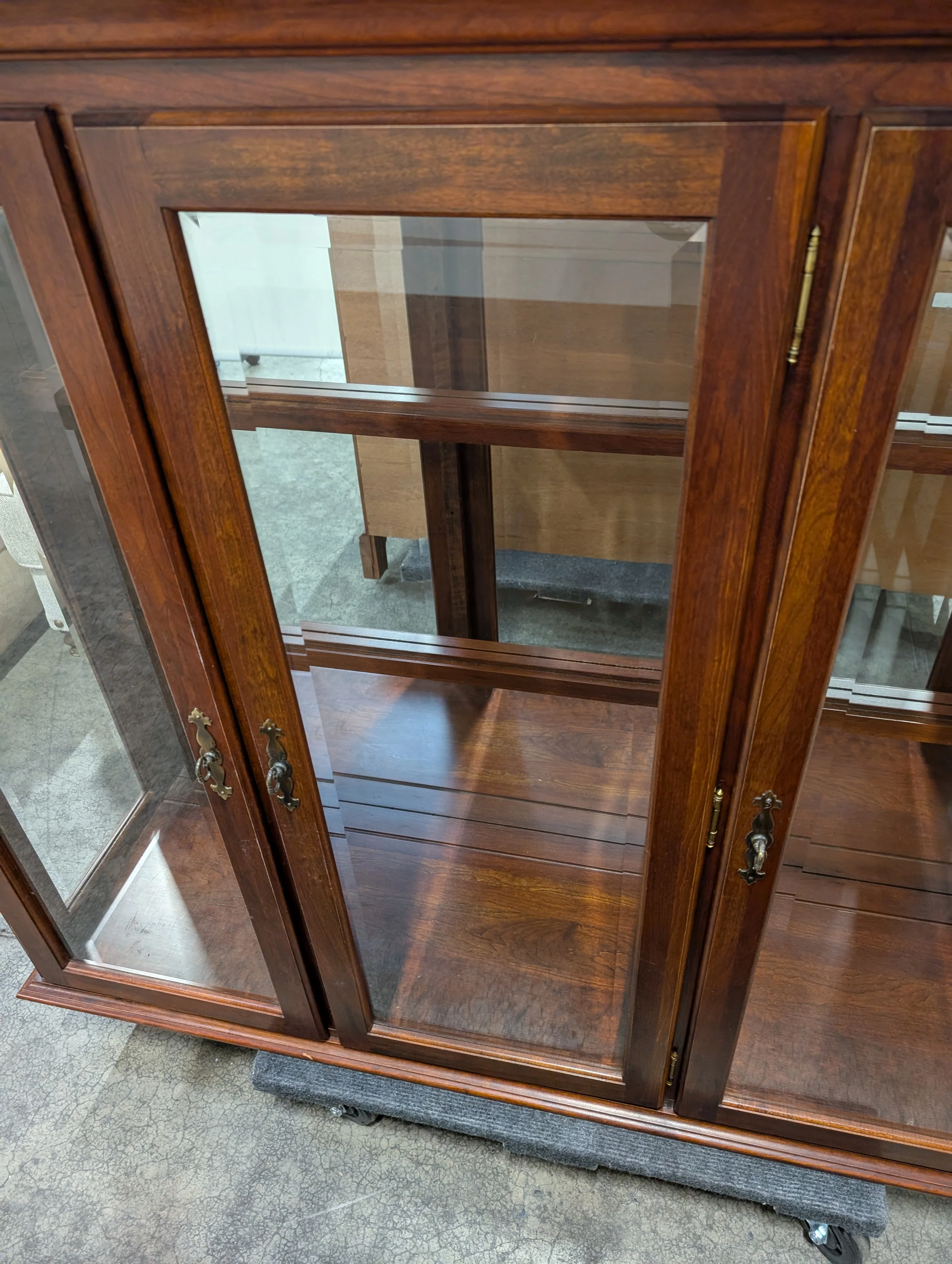Richly Stained Wooden Display Cabinet with Glass Doors - Image 9
