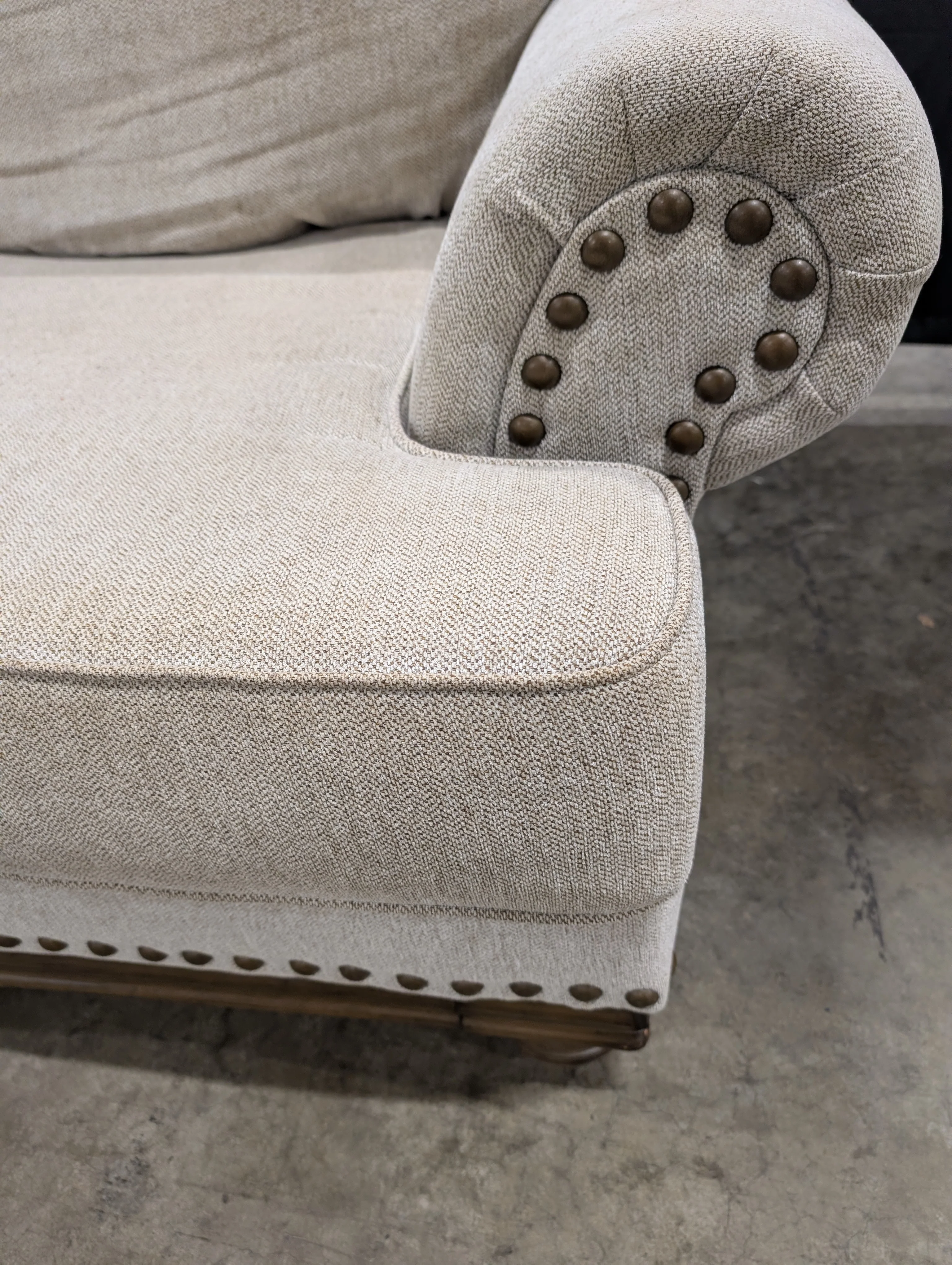 Neutral Three-Cushion Nail Trim Sofa - Image 3