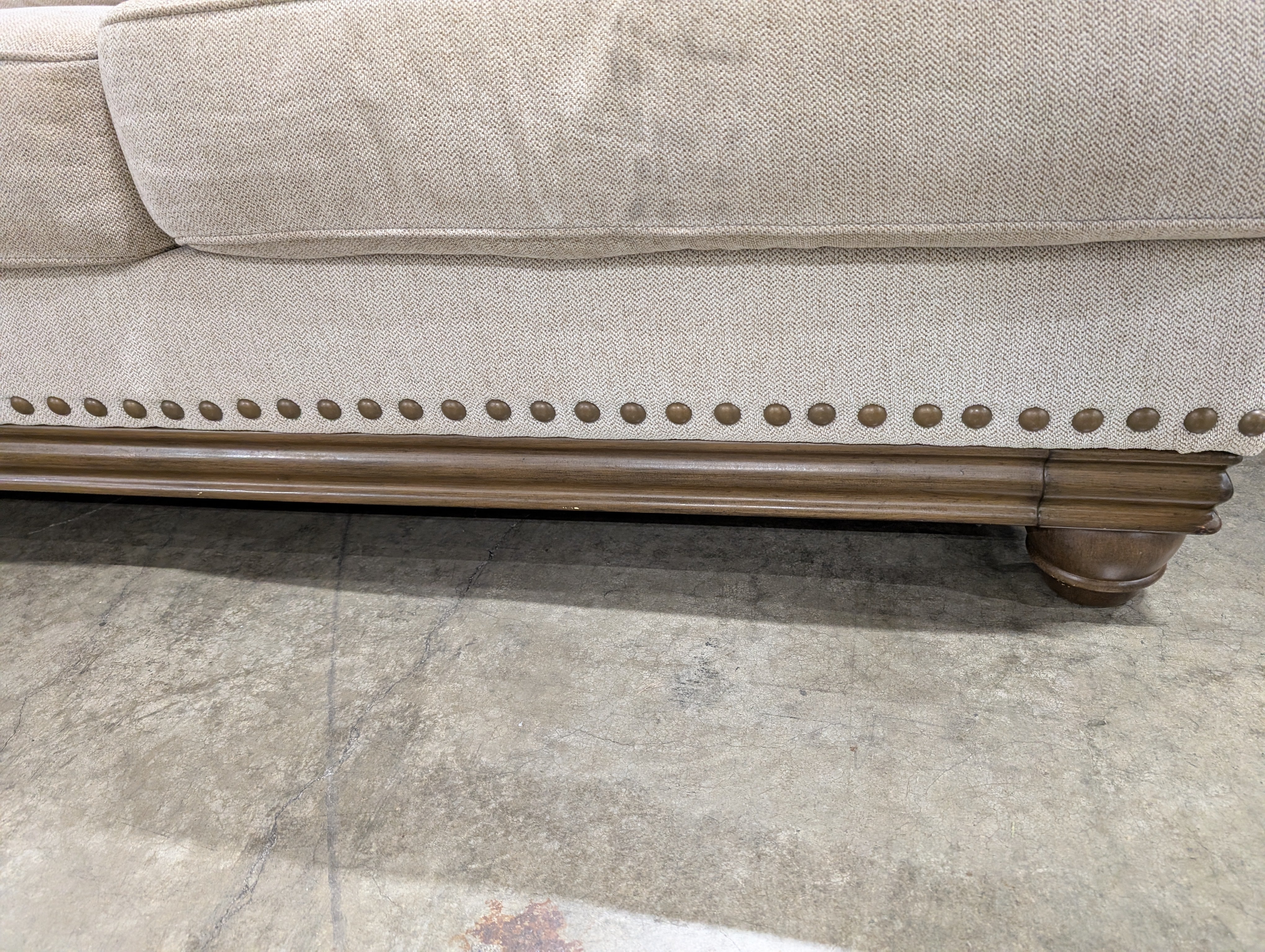 Neutral Three-Cushion Nail Trim Sofa - Image 6
