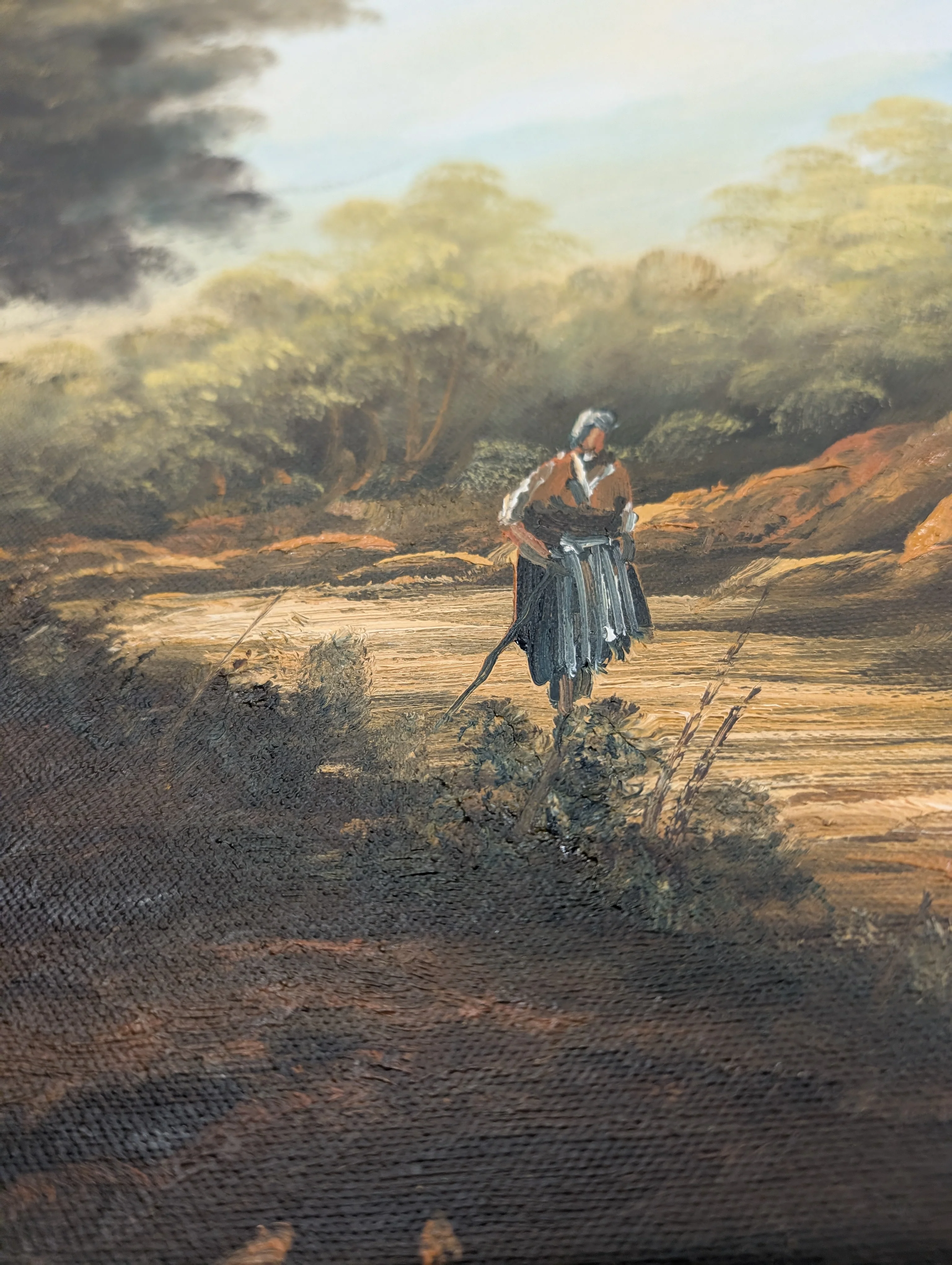 Large Ornate Gilded Frame Scenic Landscape Painting - Image 8