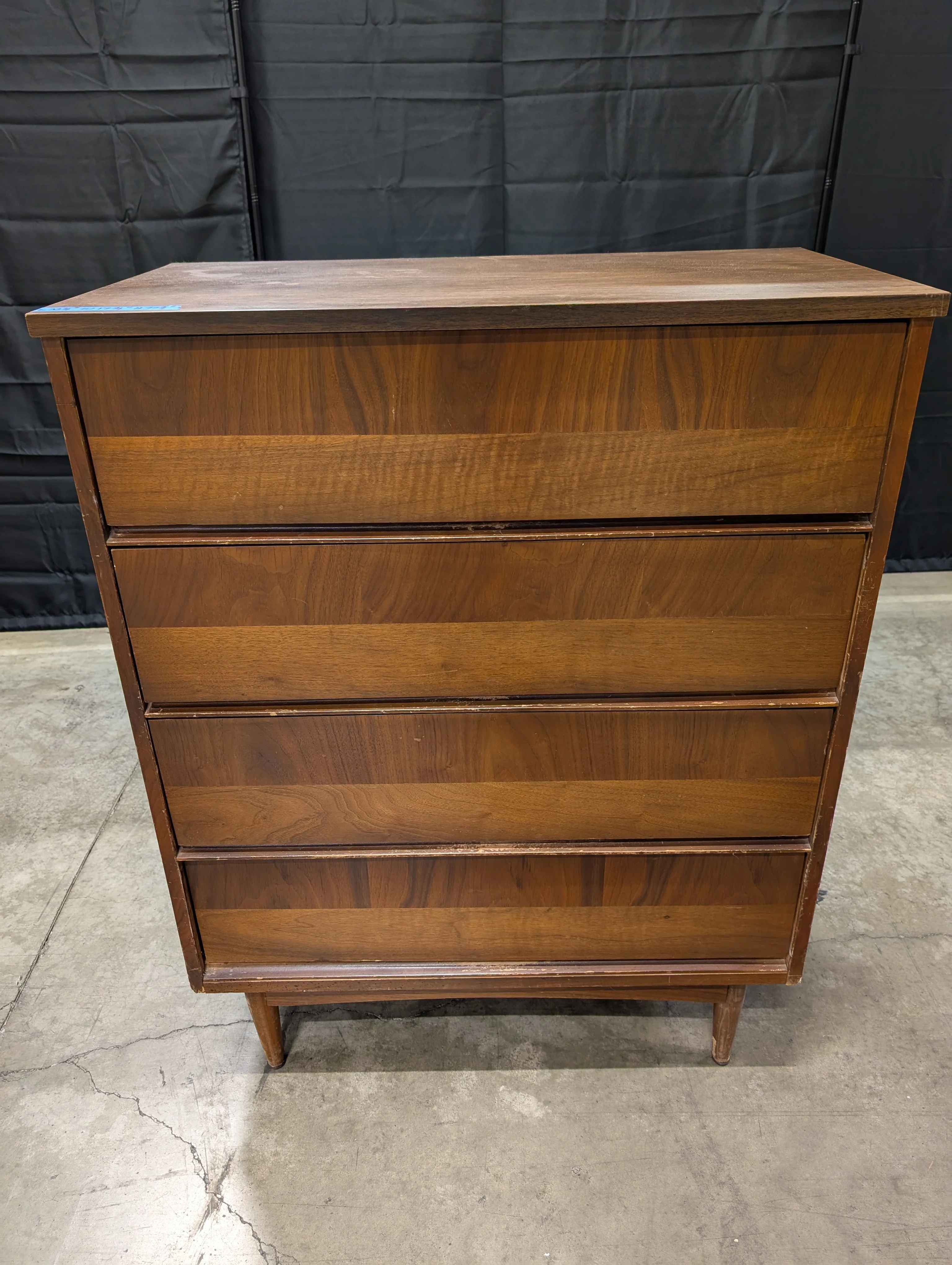 Vintage Four-Drawer Wooden Dresser | Mid-Century Style Chest of Drawers | Tapered Leg Storage Cabinet - Image 2