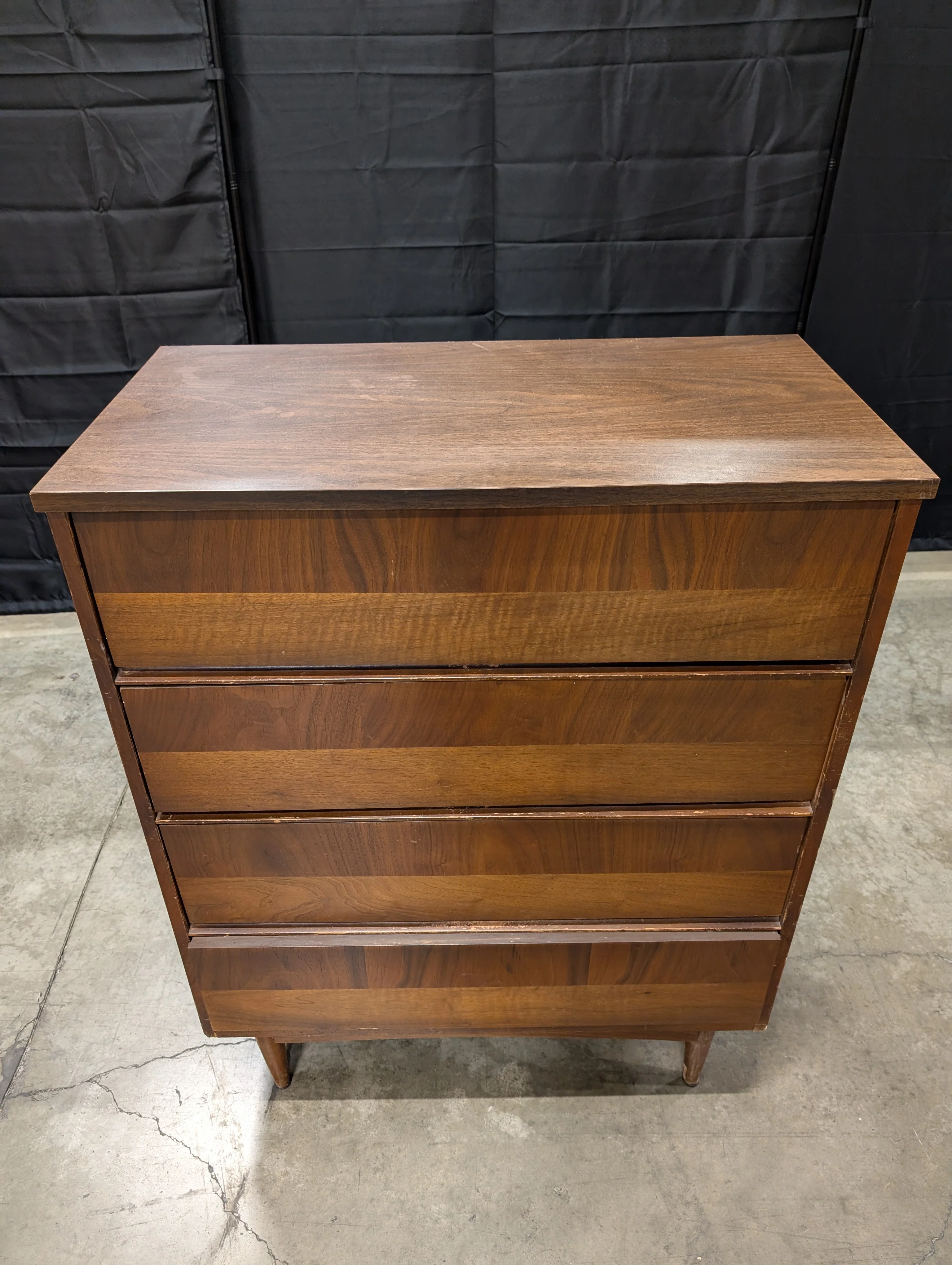 Vintage Four-Drawer Wooden Dresser | Mid-Century Style Chest of Drawers | Tapered Leg Storage Cabinet - Image 6