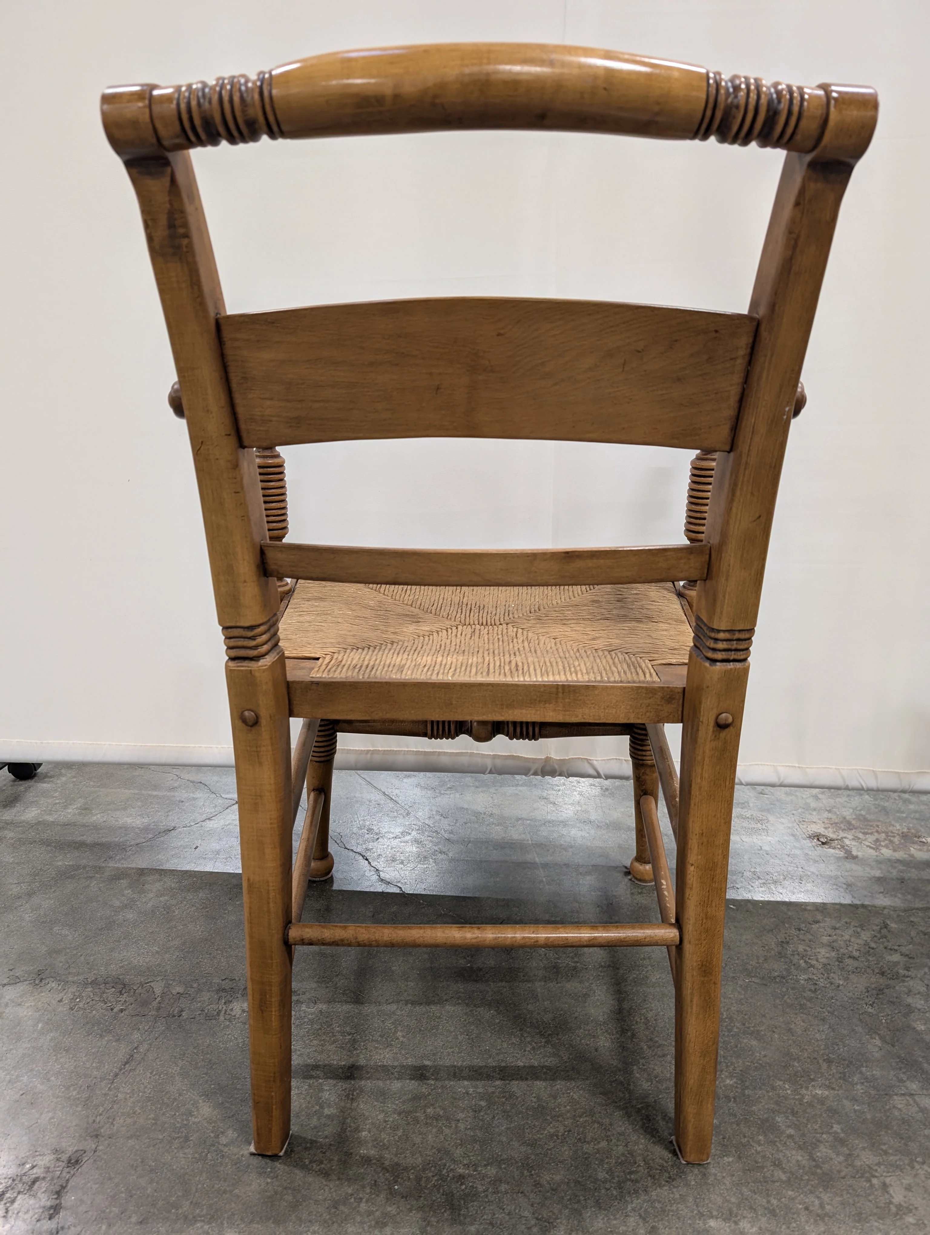 Traditional Hardwood Armchair with Woven Rush Seat - Image 4