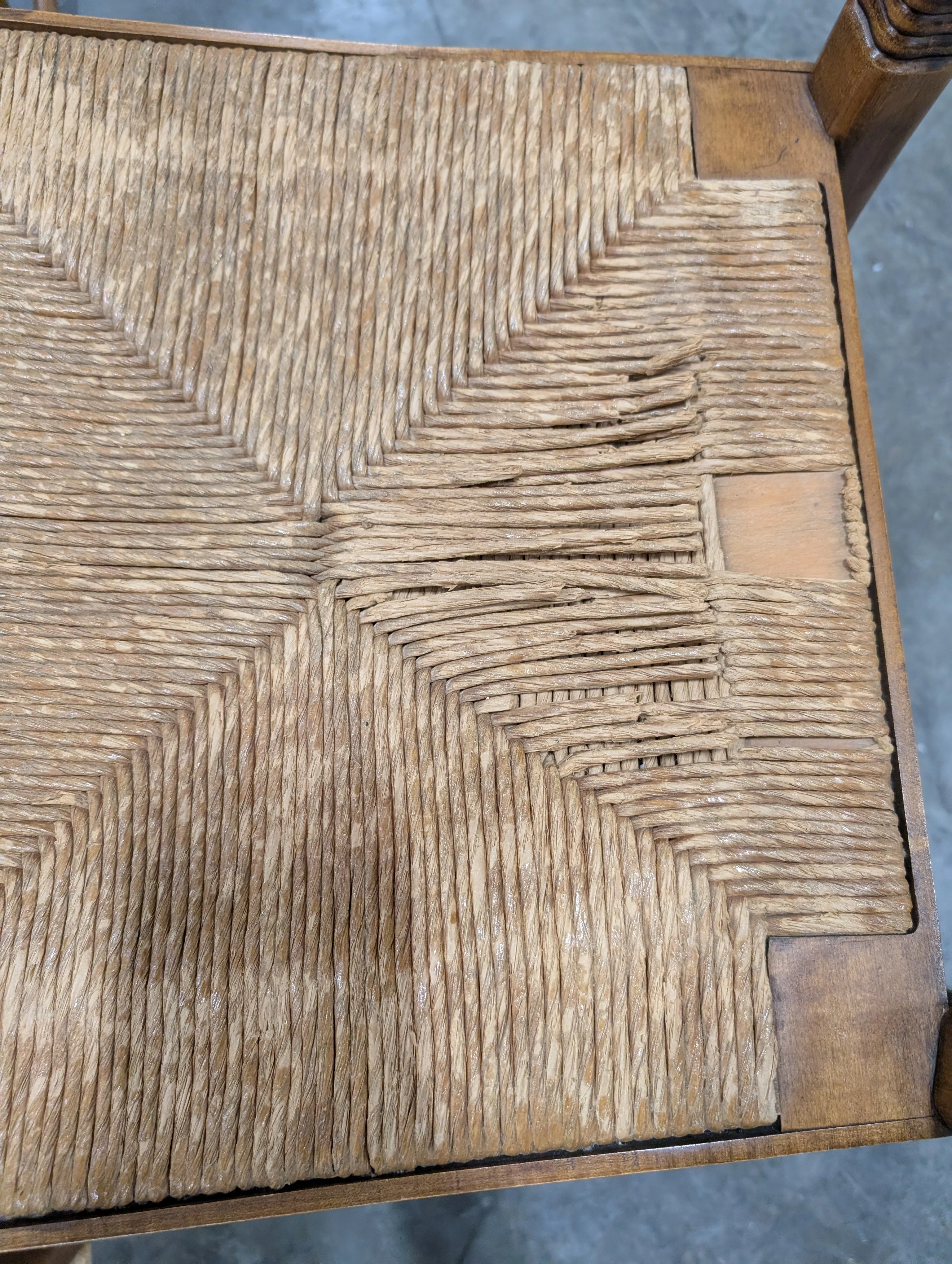 Vintage Wooden Spindle Back Chair with Woven Rush Seat - Image 5