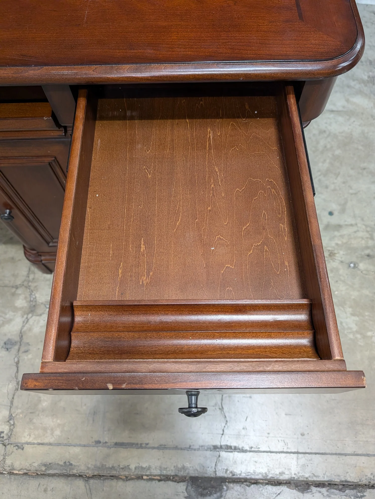Traditional Dark Wood Office Desk with Hutch and Storage - Image 4