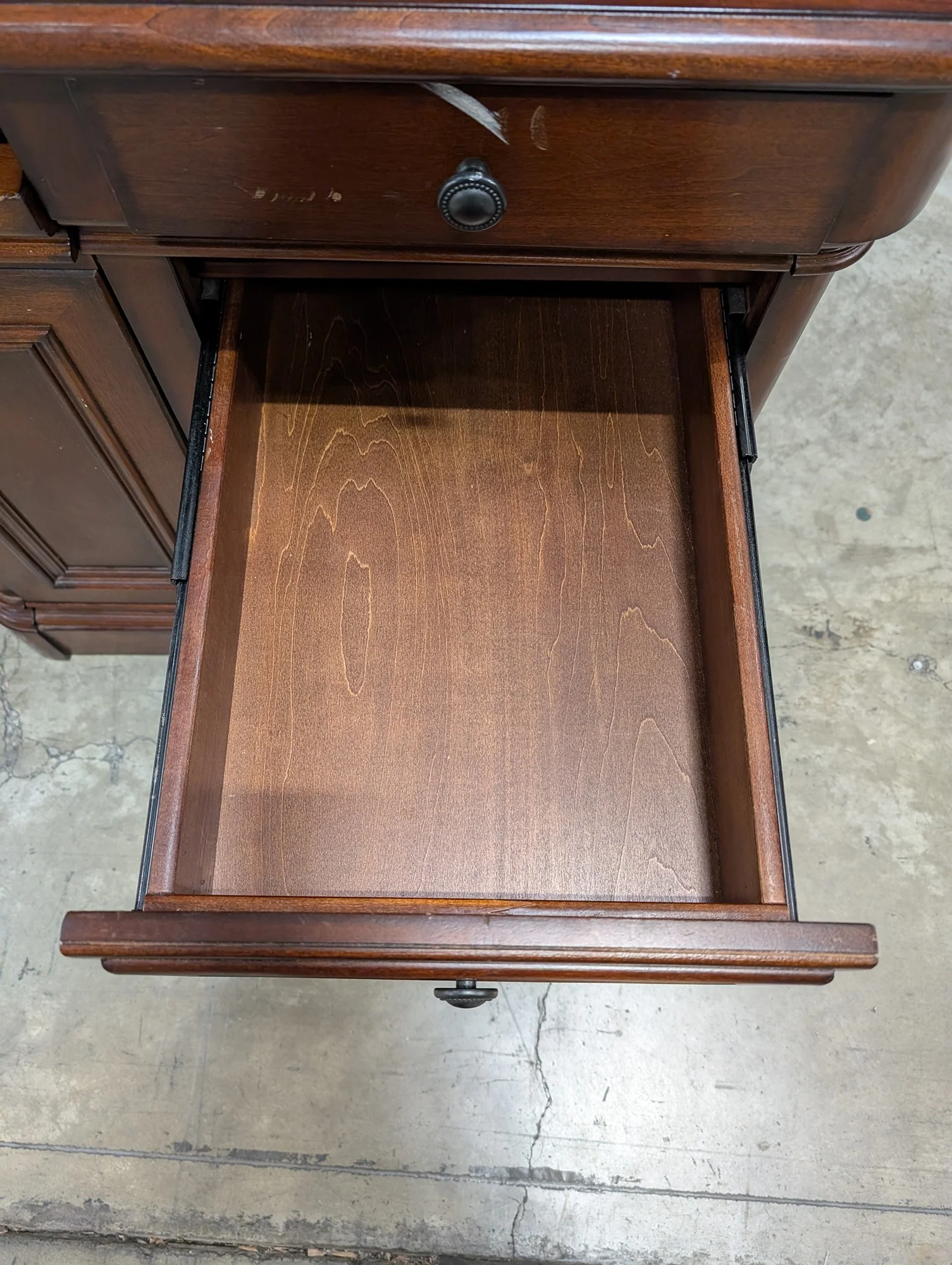 Traditional Dark Wood Office Desk with Hutch and Storage - Image 5