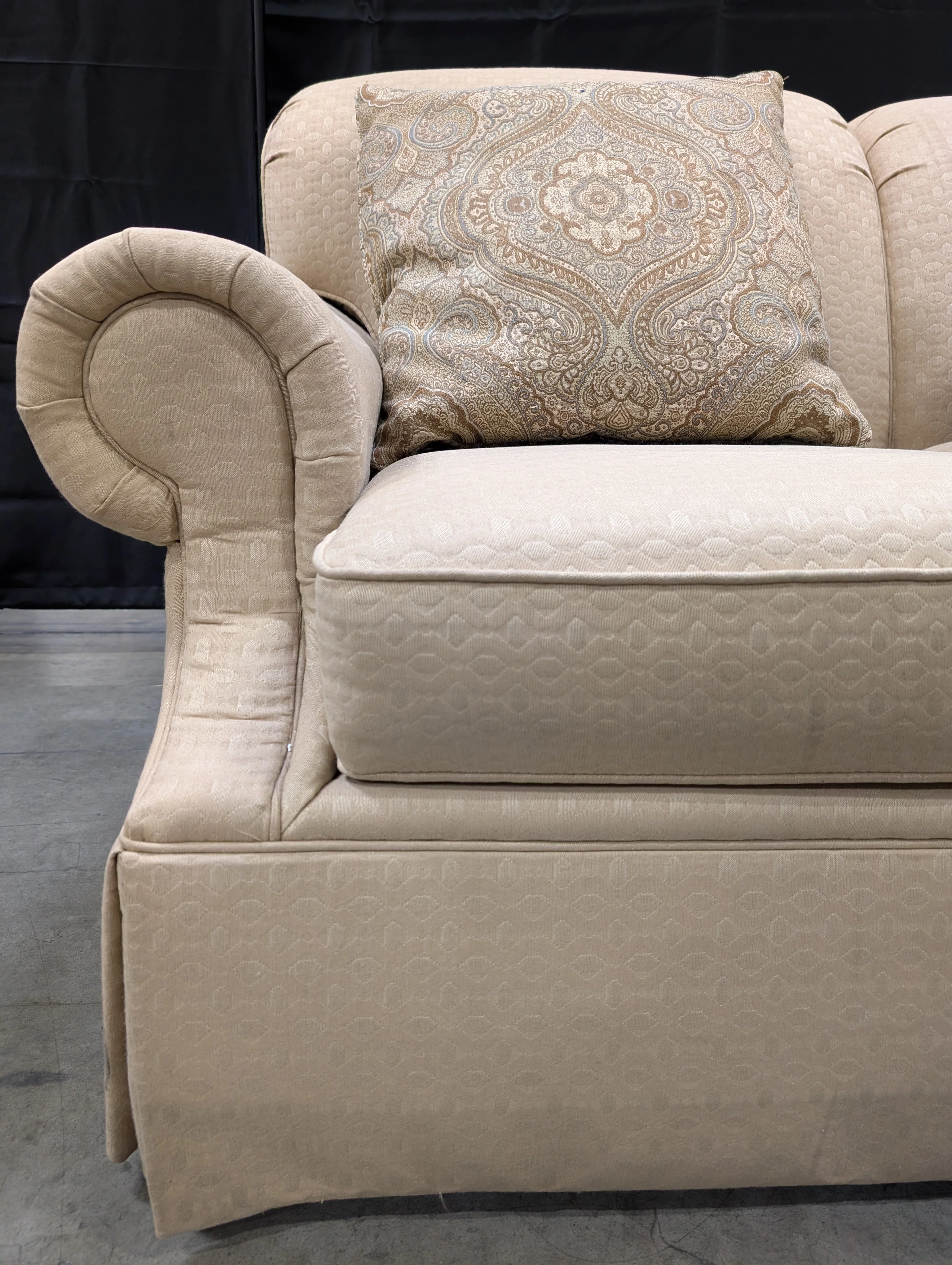 Beige BASSETT Three-Seater Sofa with Rolled Arms - Image 4