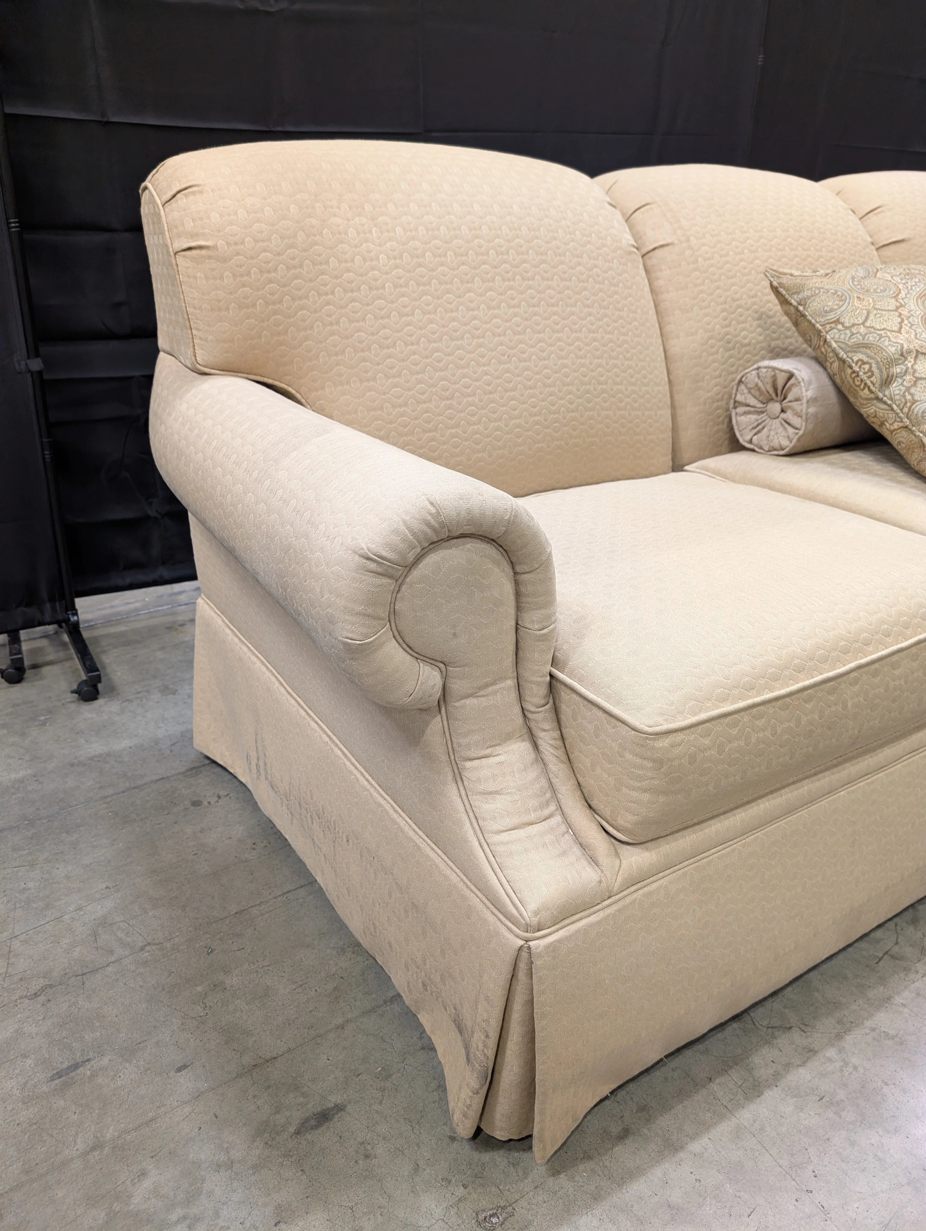 Beige BASSETT Three-Seater Sofa with Rolled Arms - Image 5