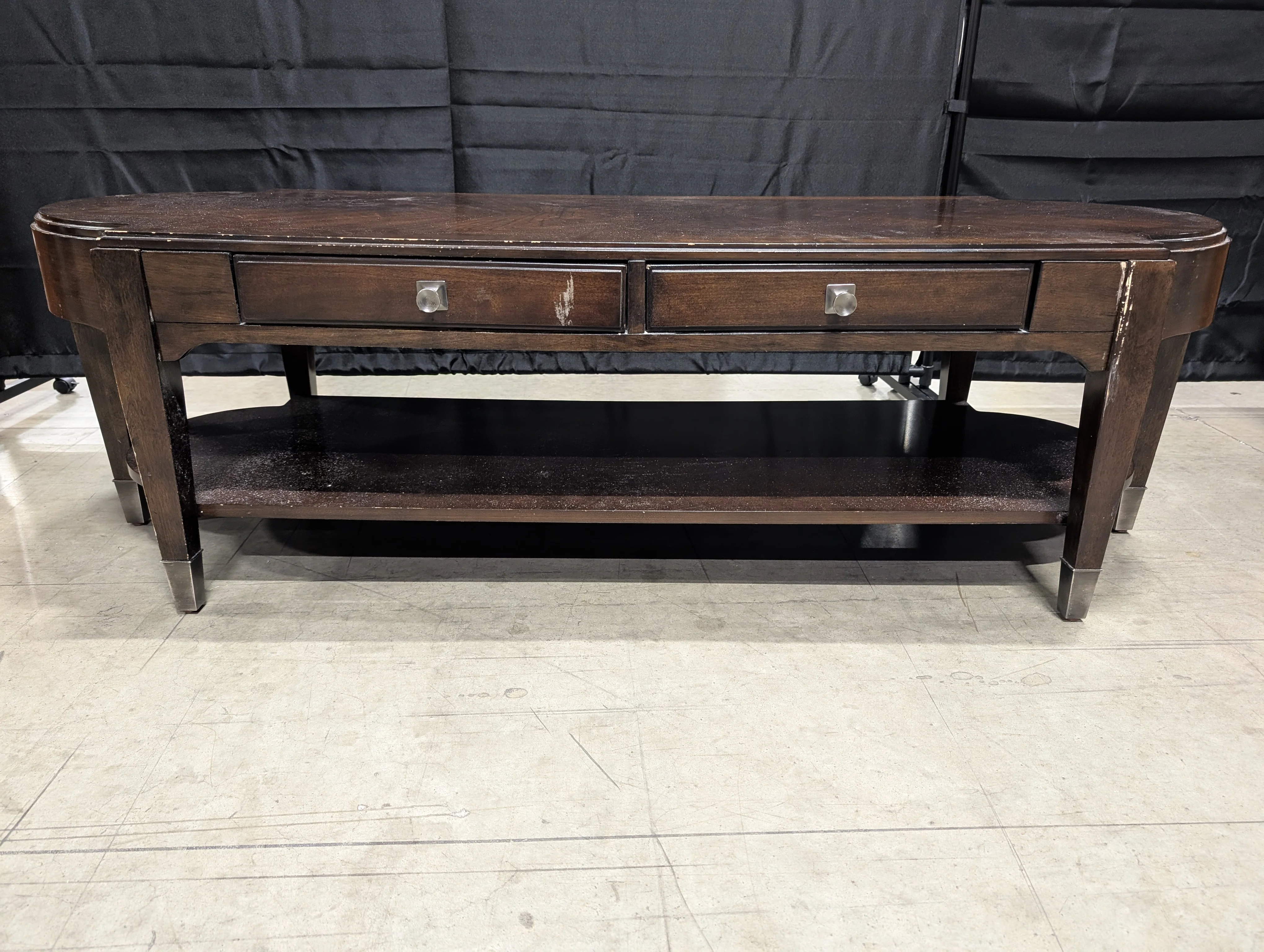 BASSETT Coffee Table with Storage Drawers and Lower Shelf
