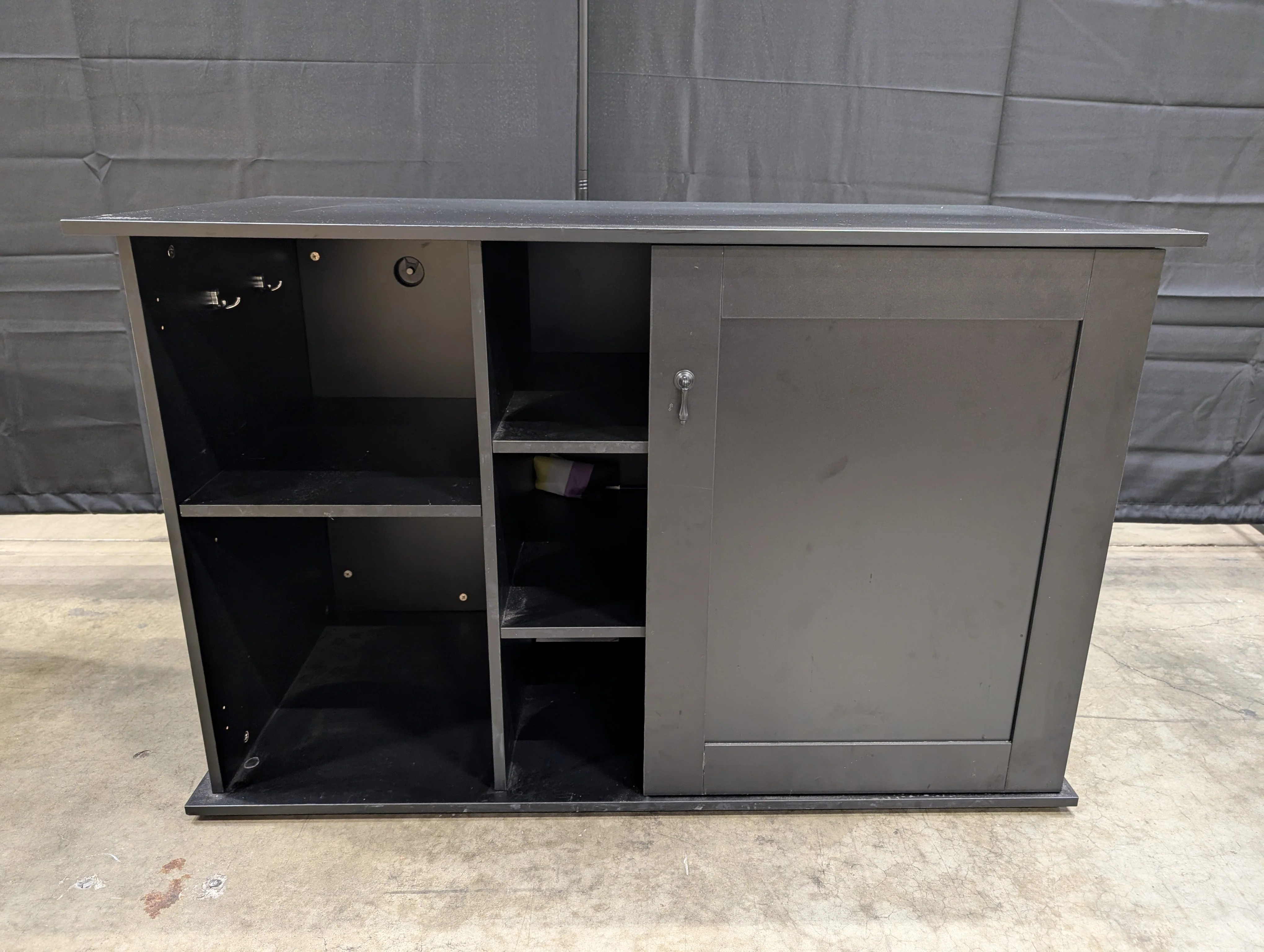 Versatile Black Storage Cabinet with Open Shelves