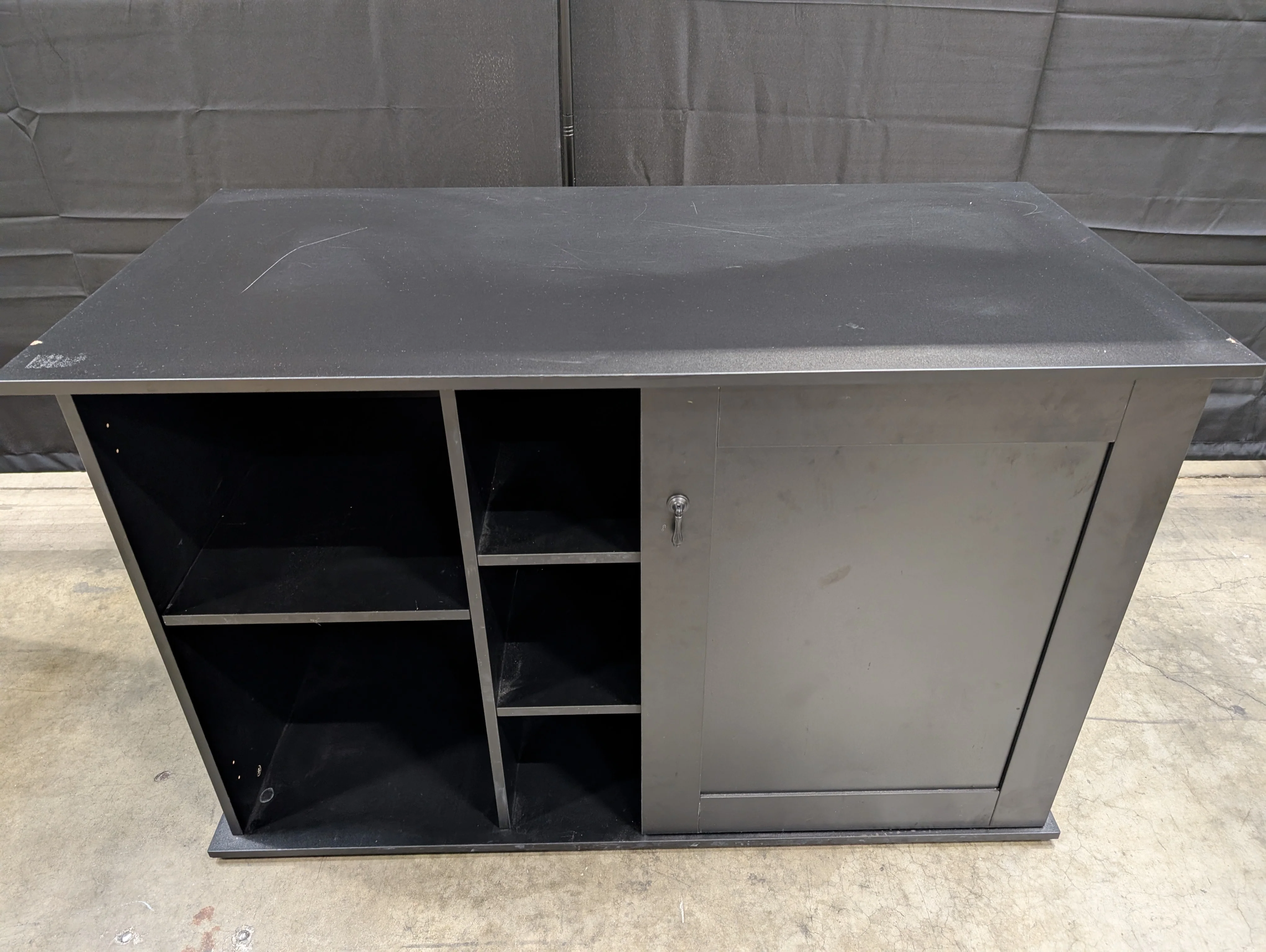 Versatile Black Storage Cabinet with Open Shelves - Image 2