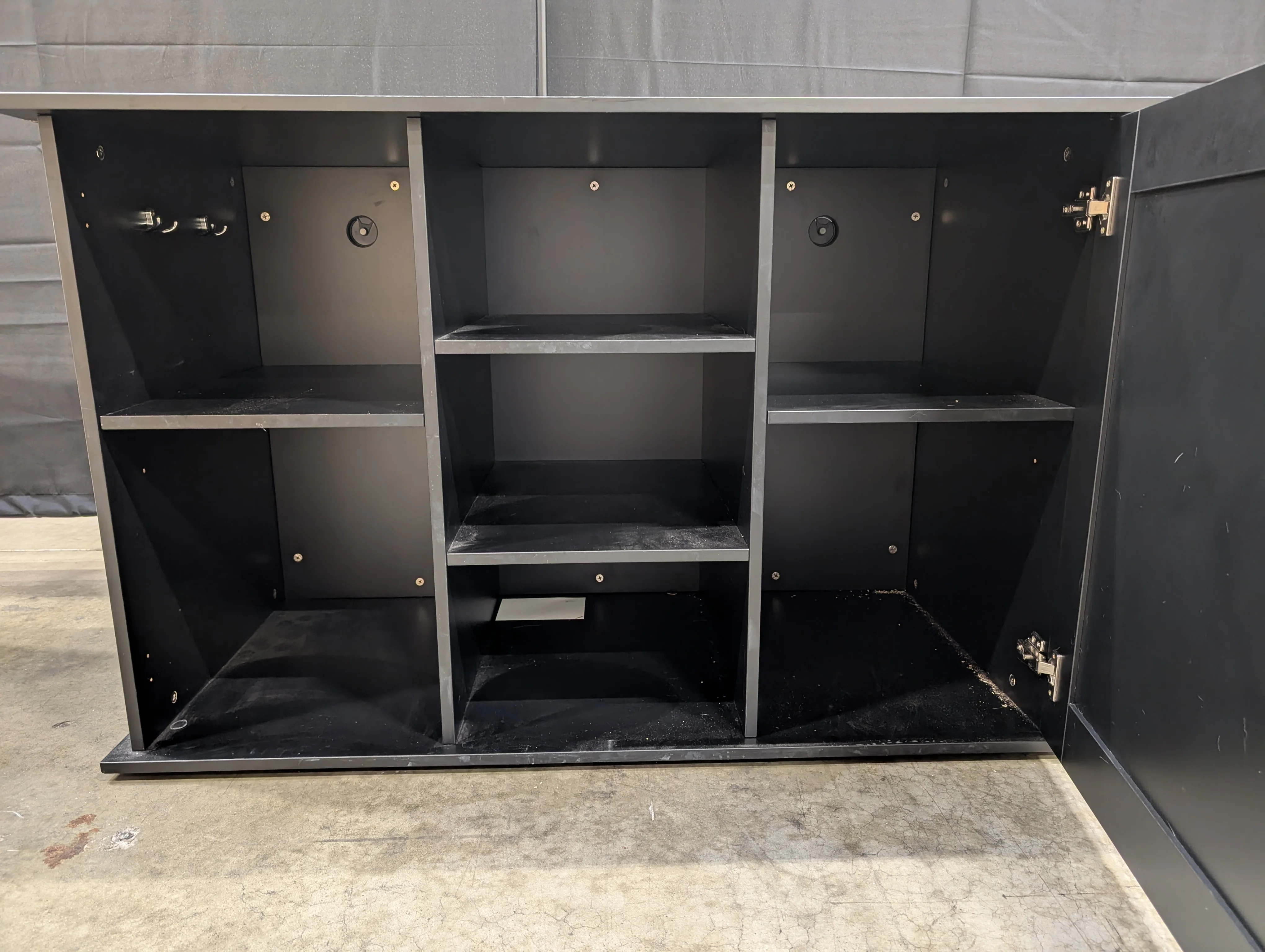 Versatile Black Storage Cabinet with Open Shelves - Image 3