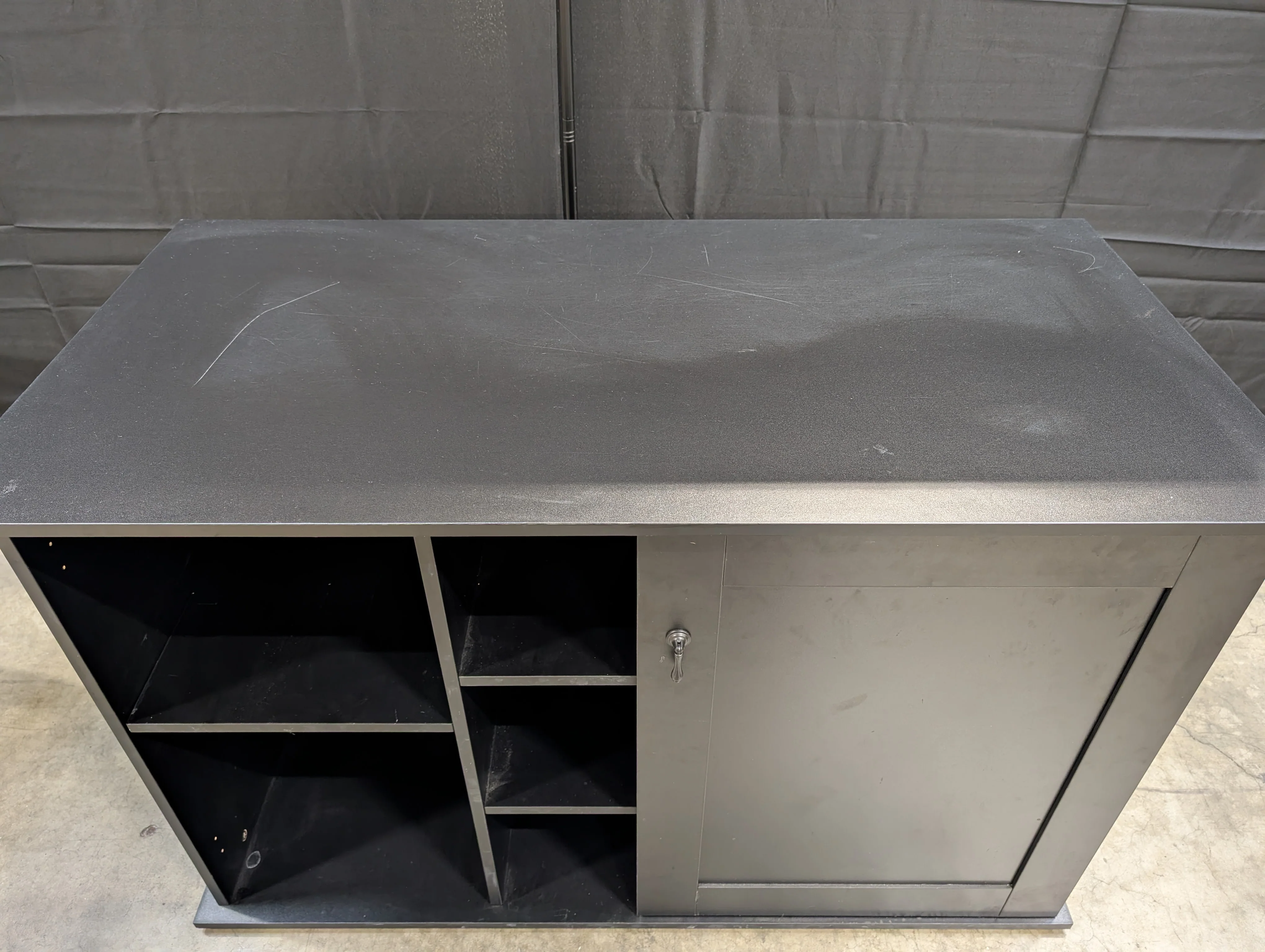 Versatile Black Storage Cabinet with Open Shelves - Image 4