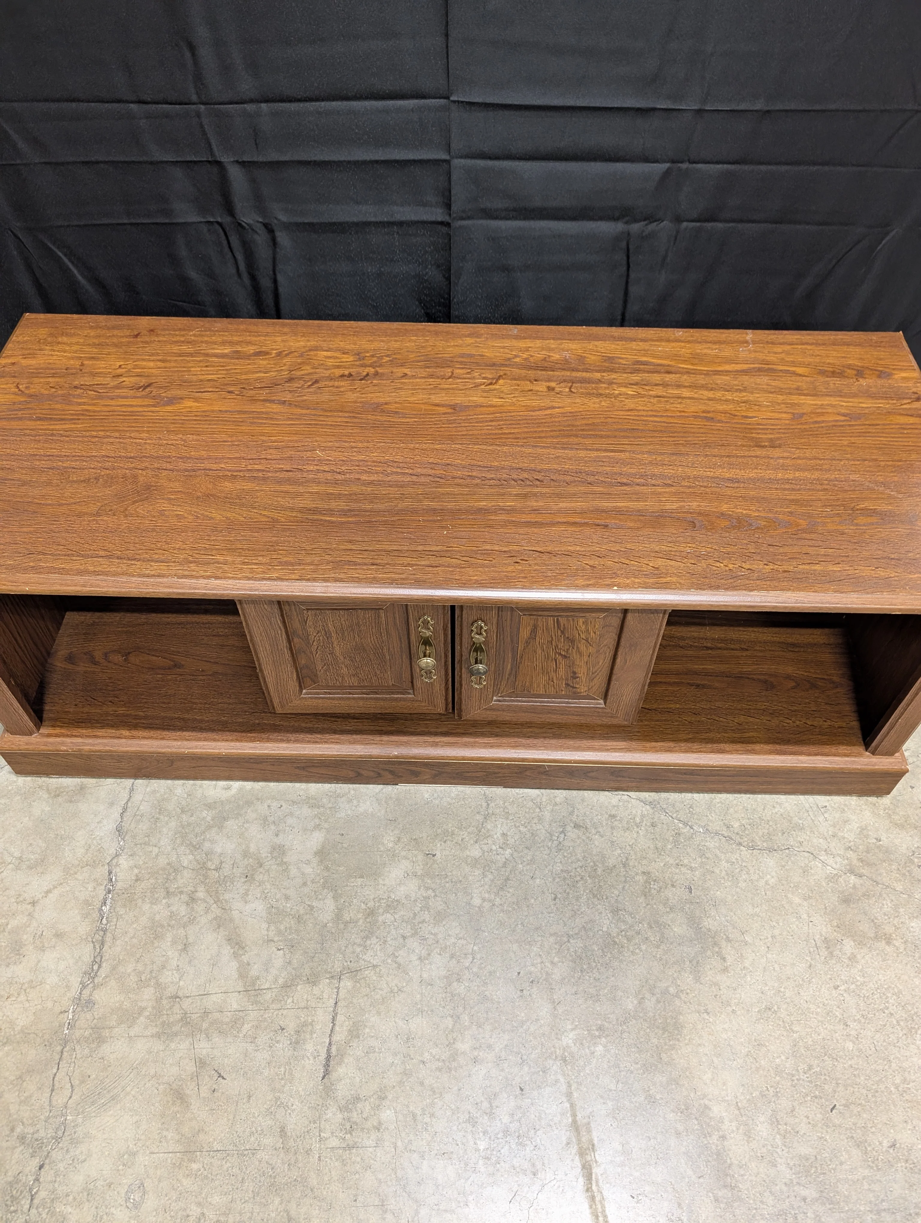 Classic Dark Wood Coffee Table with Cabinet Storage and Open Shelf - Image 2