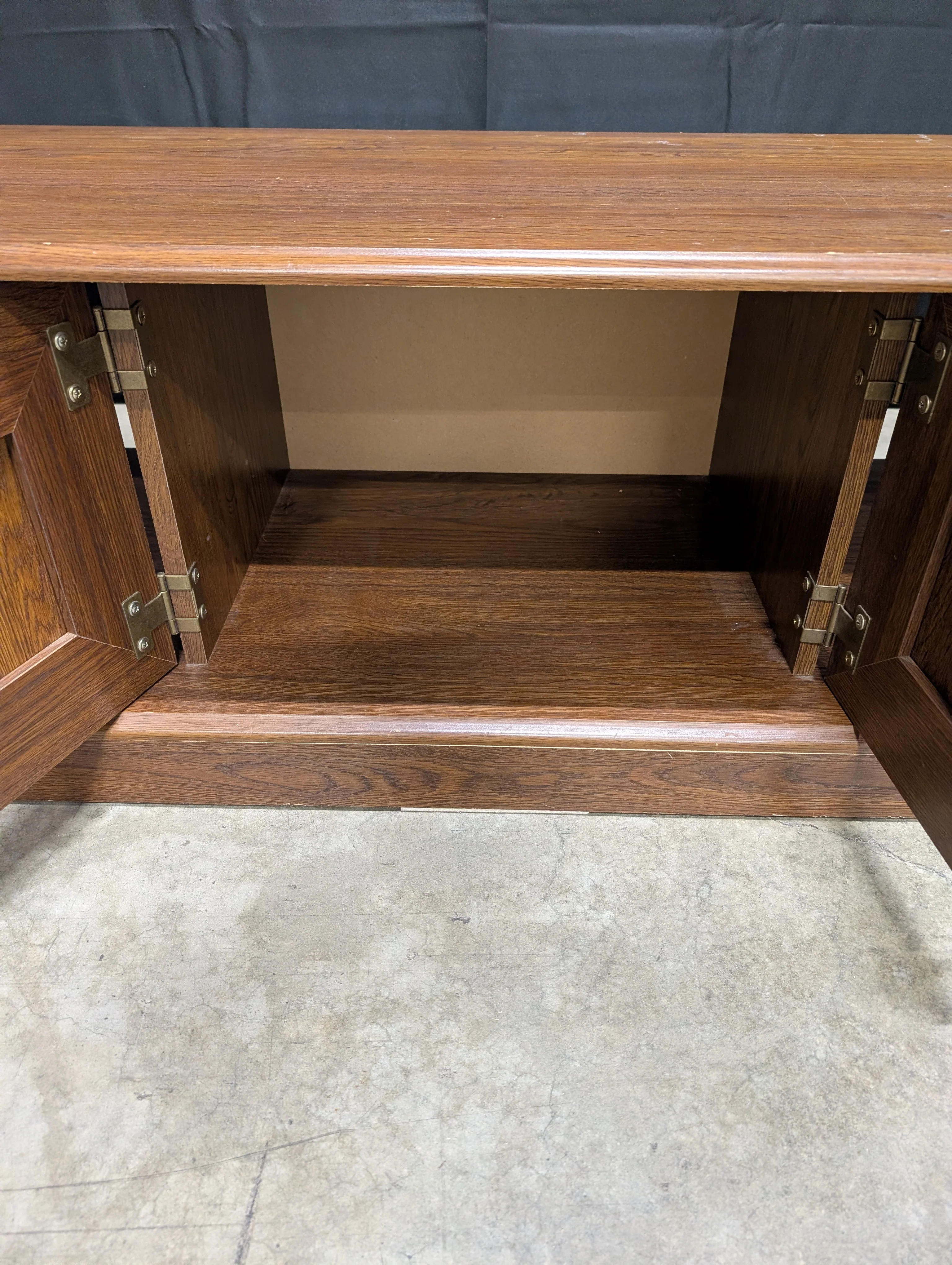 Classic Dark Wood Coffee Table with Cabinet Storage and Open Shelf - Image 3
