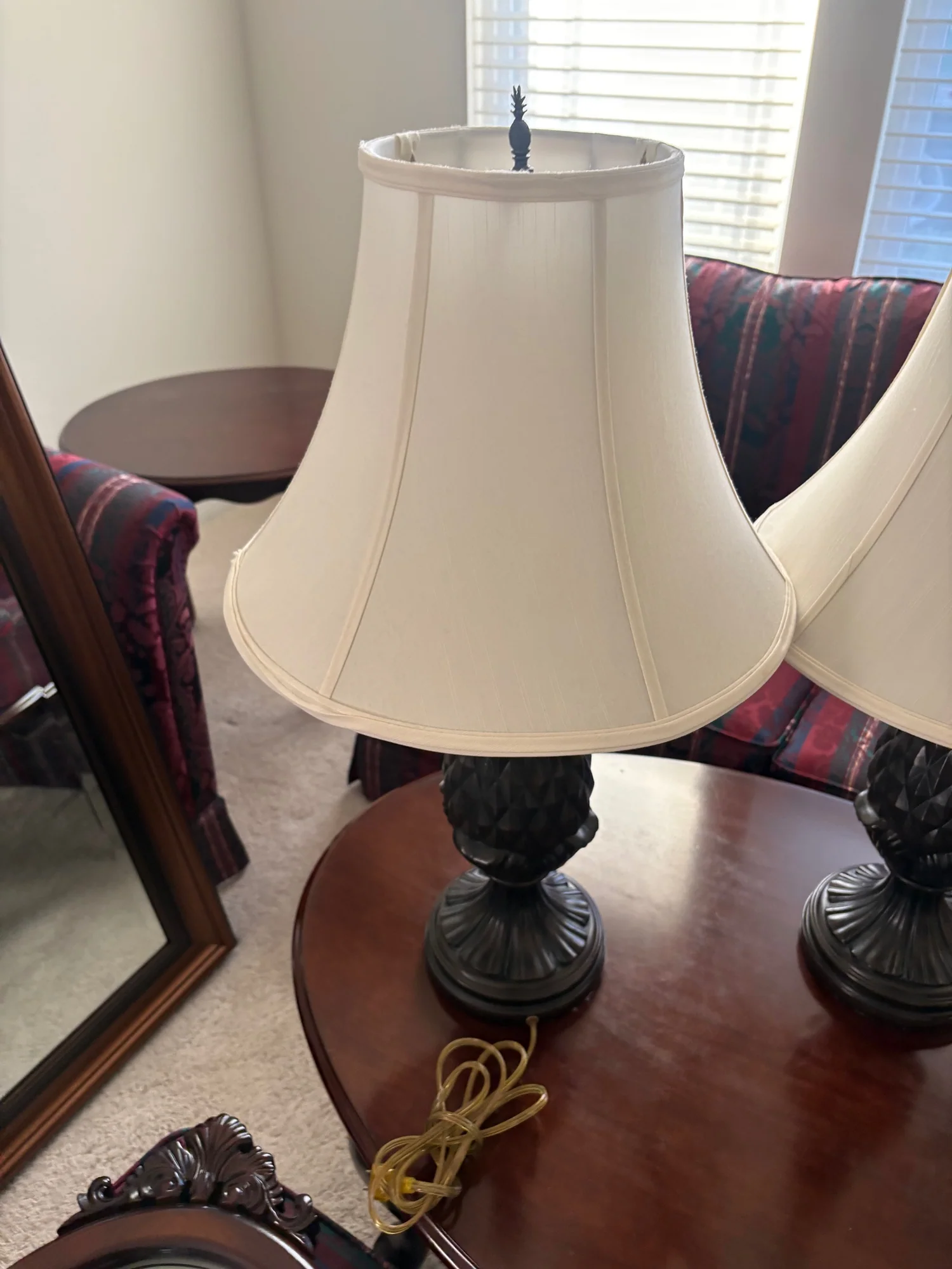 Traditional Pineapple Base Table Lampswith Cream Bell Shade - Image 7