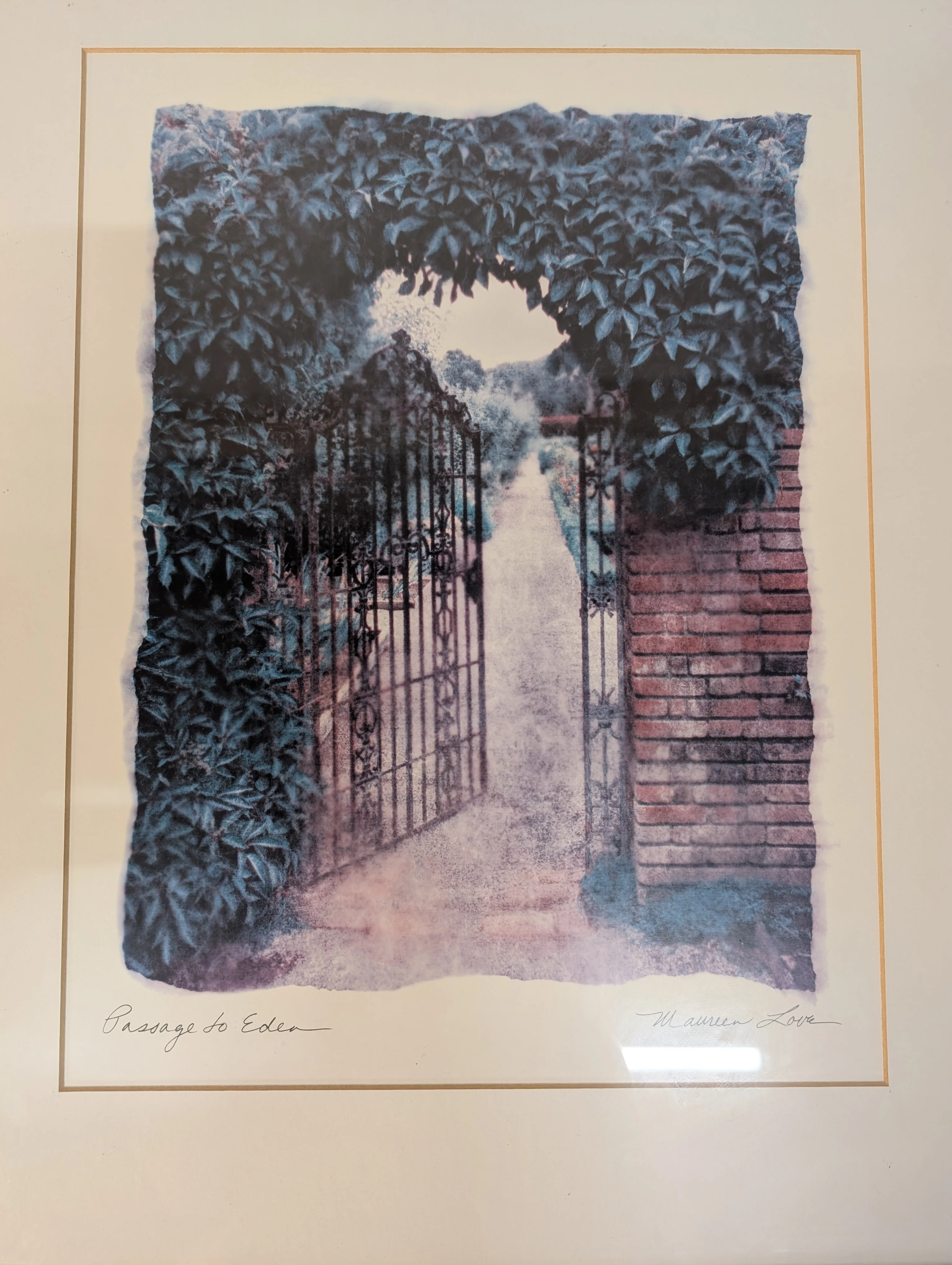 Passage to Eden Framed Art Print Gold Tone Frame Garden Gate Scene