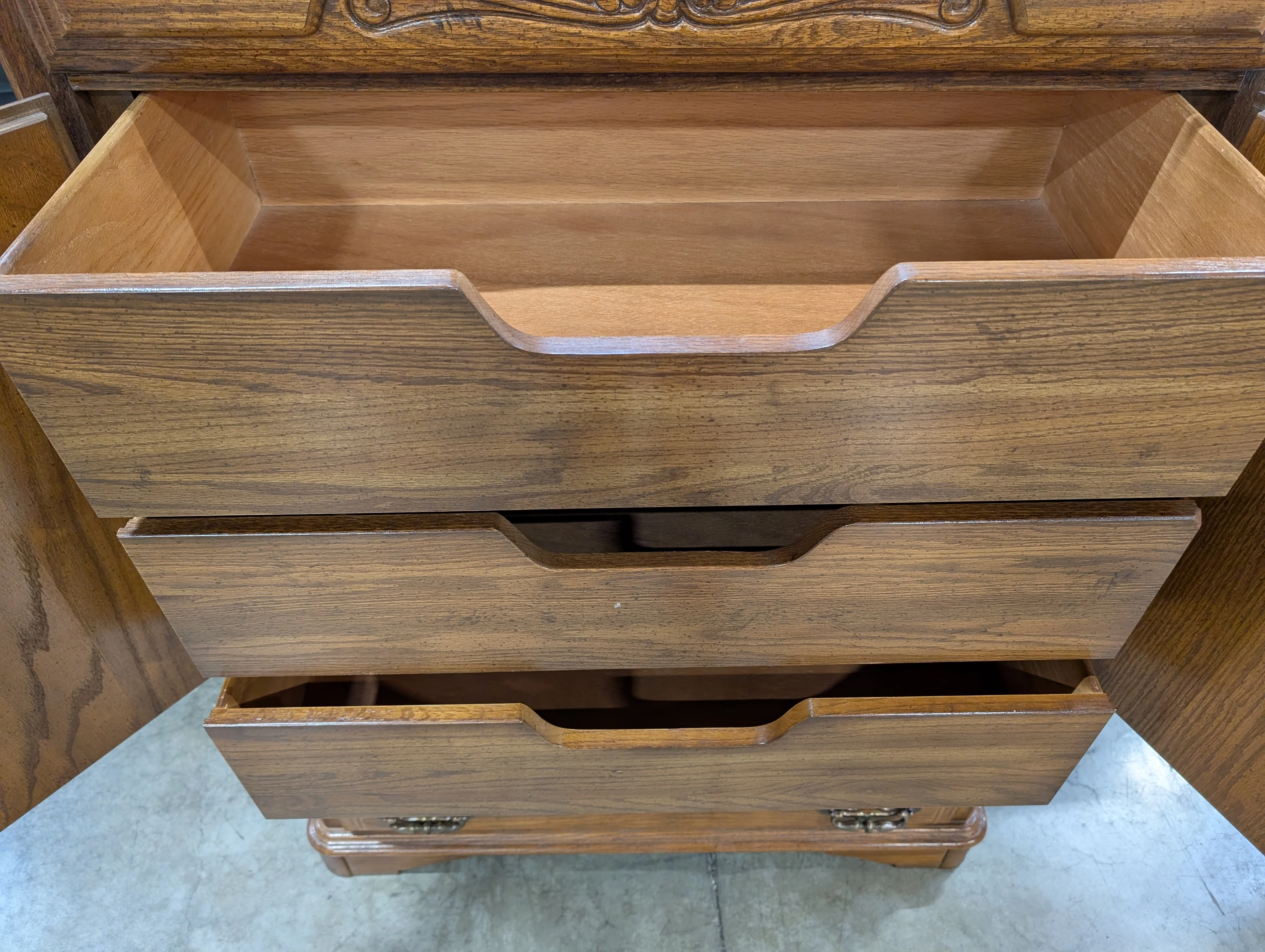 Sumter Cabinet Co. Classic Wood Tall Chest with Carved Detail and Cabinet Doors - Image 4