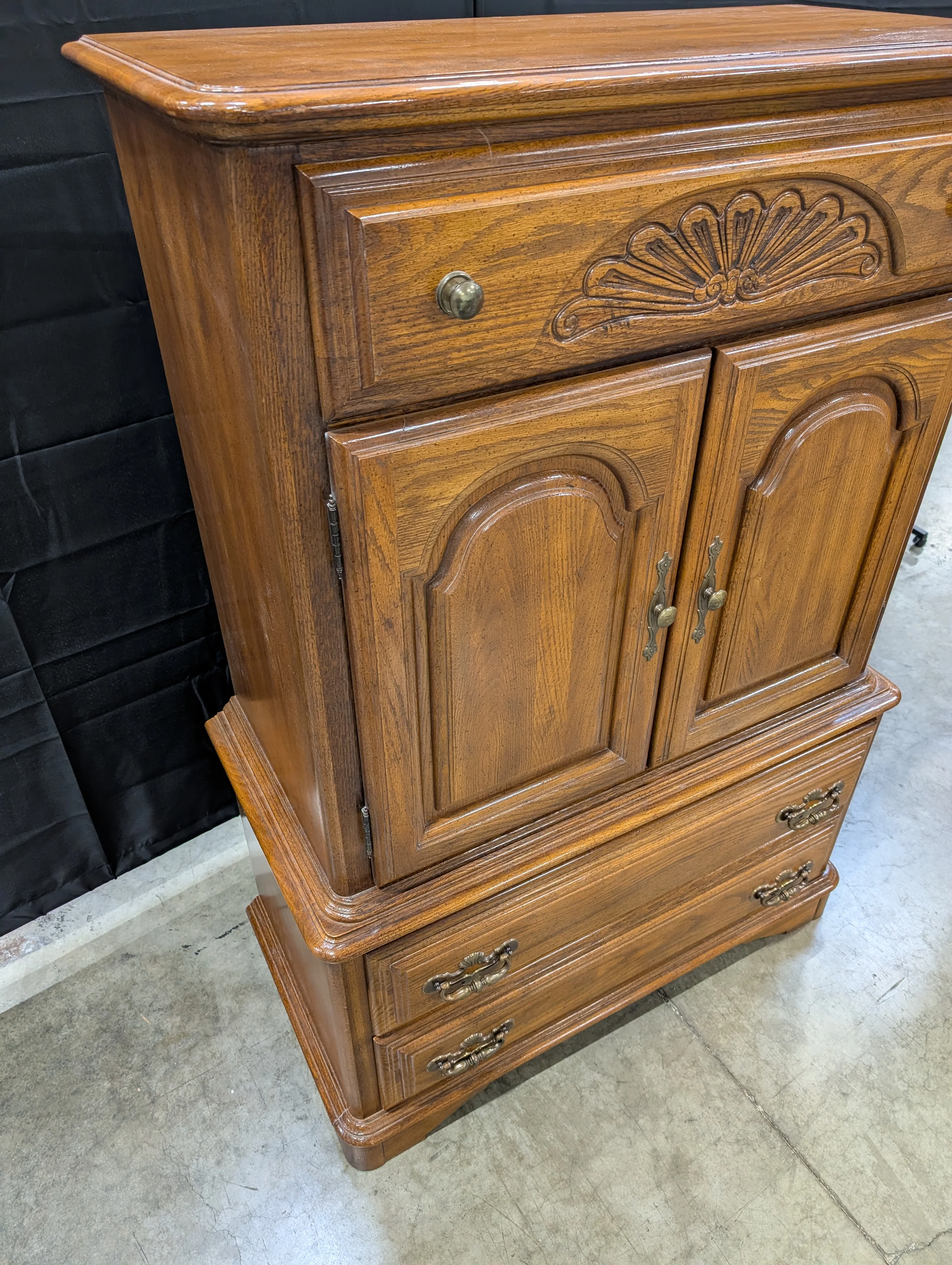 Sumter Cabinet Co. Classic Wood Tall Chest with Carved Detail and Cabinet Doors - Image 8