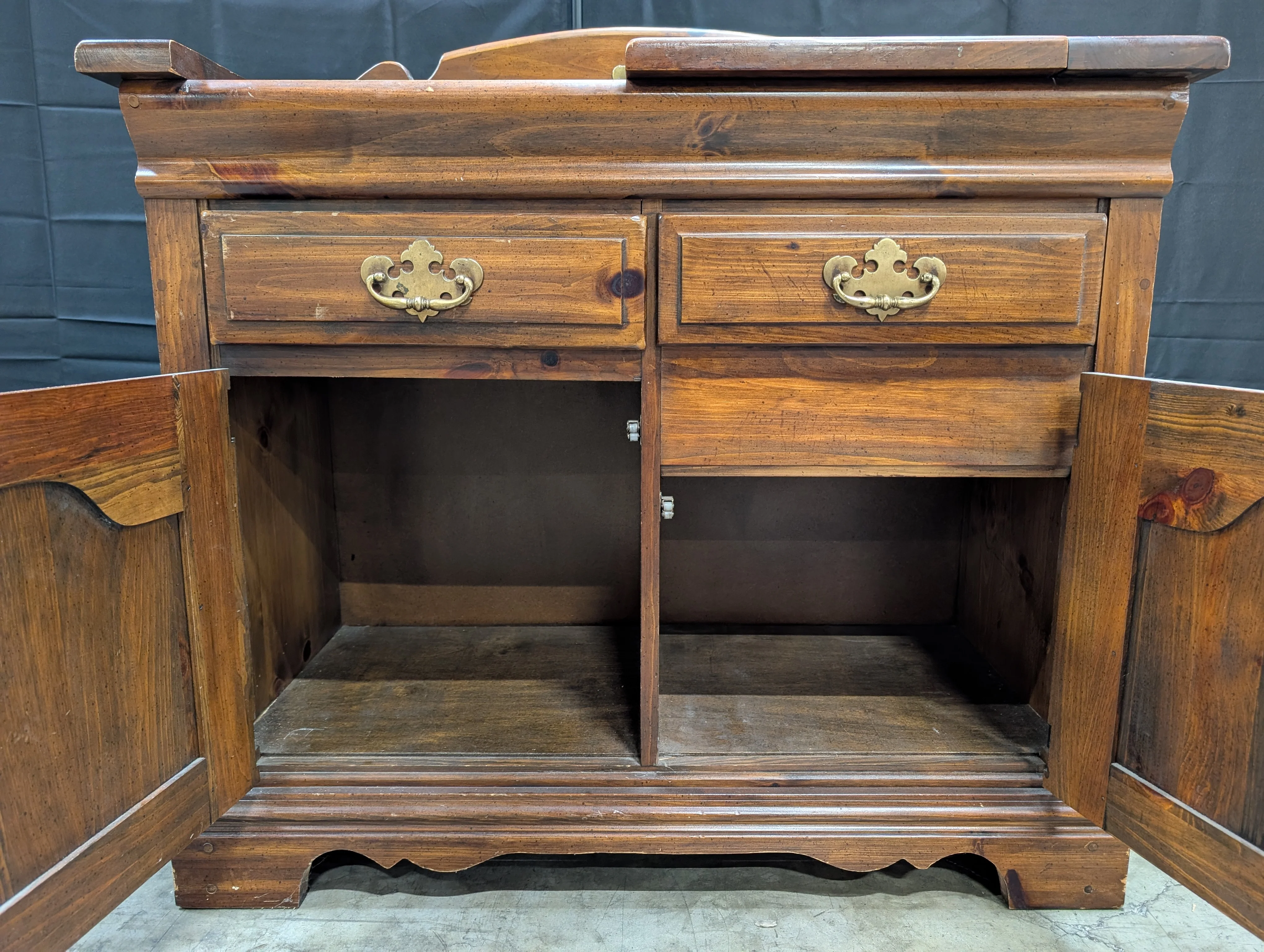 Virginia House - Rustic Pine Dry Sink Cabinet with Brass Hardware - Image 8