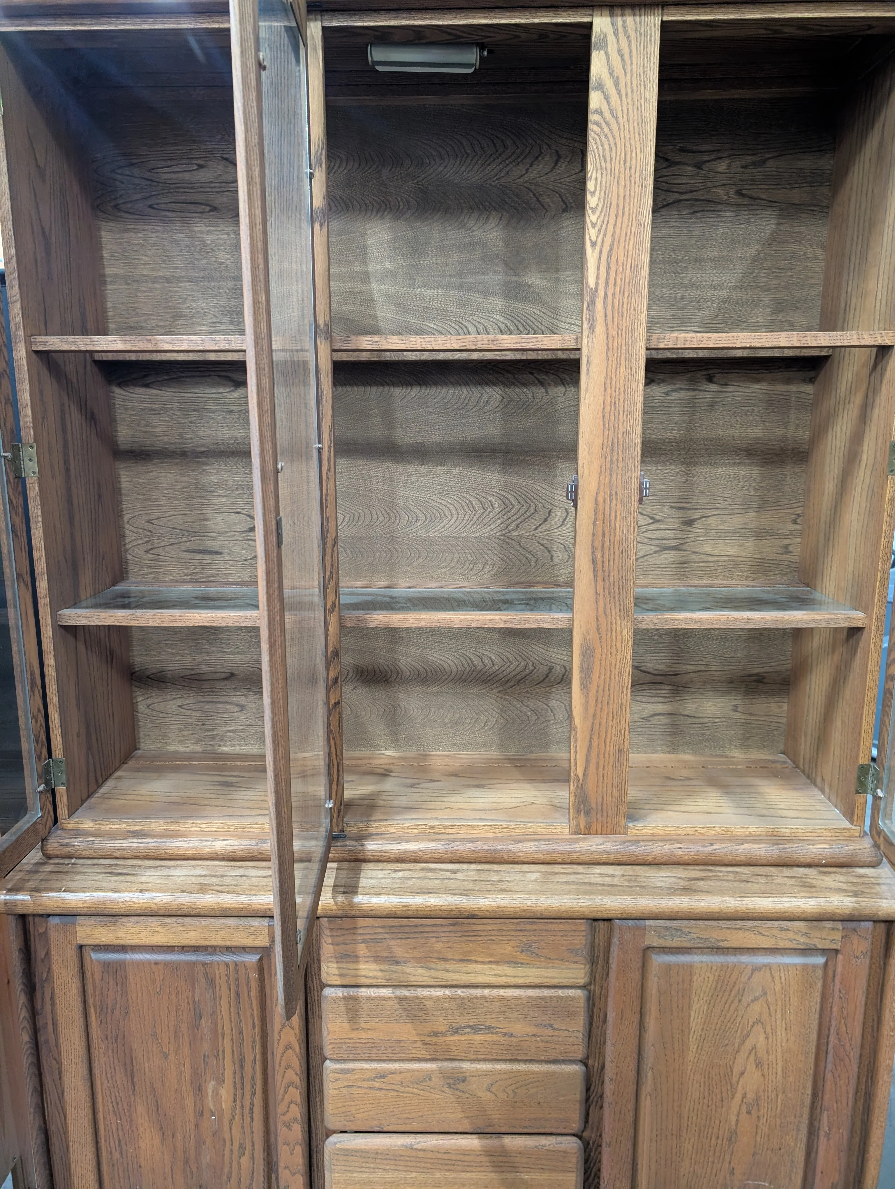 Classic Wood Display Cabinet Hutch with Glass Doors - Image 3