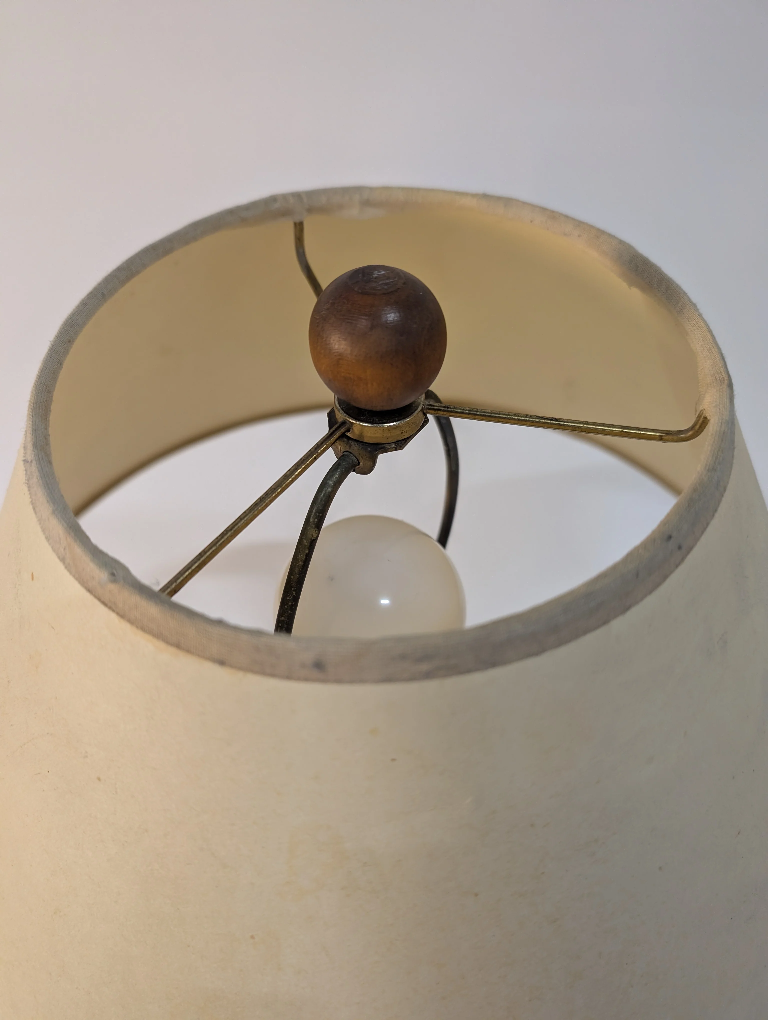 Traditional Dark Wood Accent Lamp with Cream Fabric Shade - Image 3