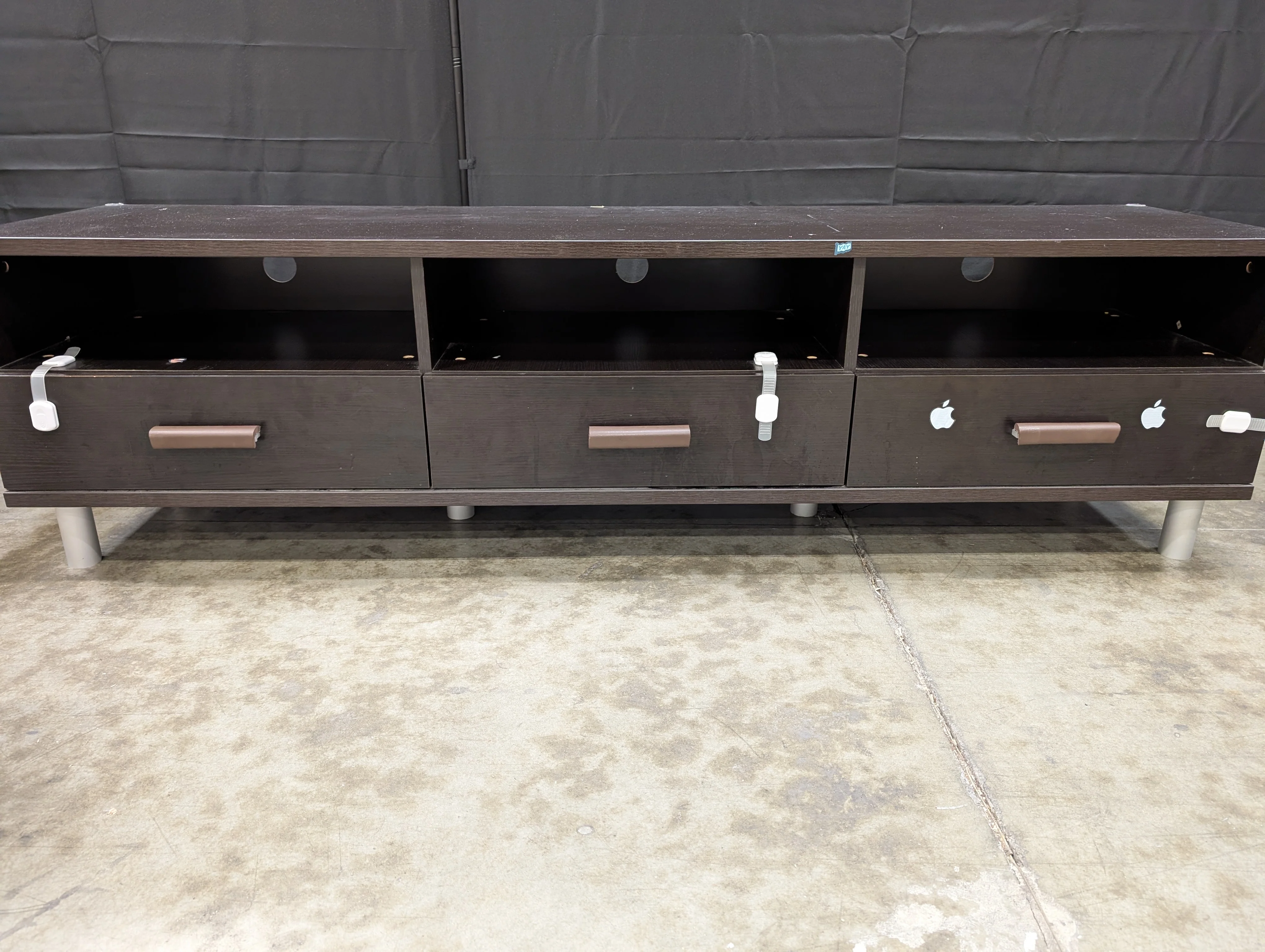 Contemporary Dark Brown Media Console with Drawers