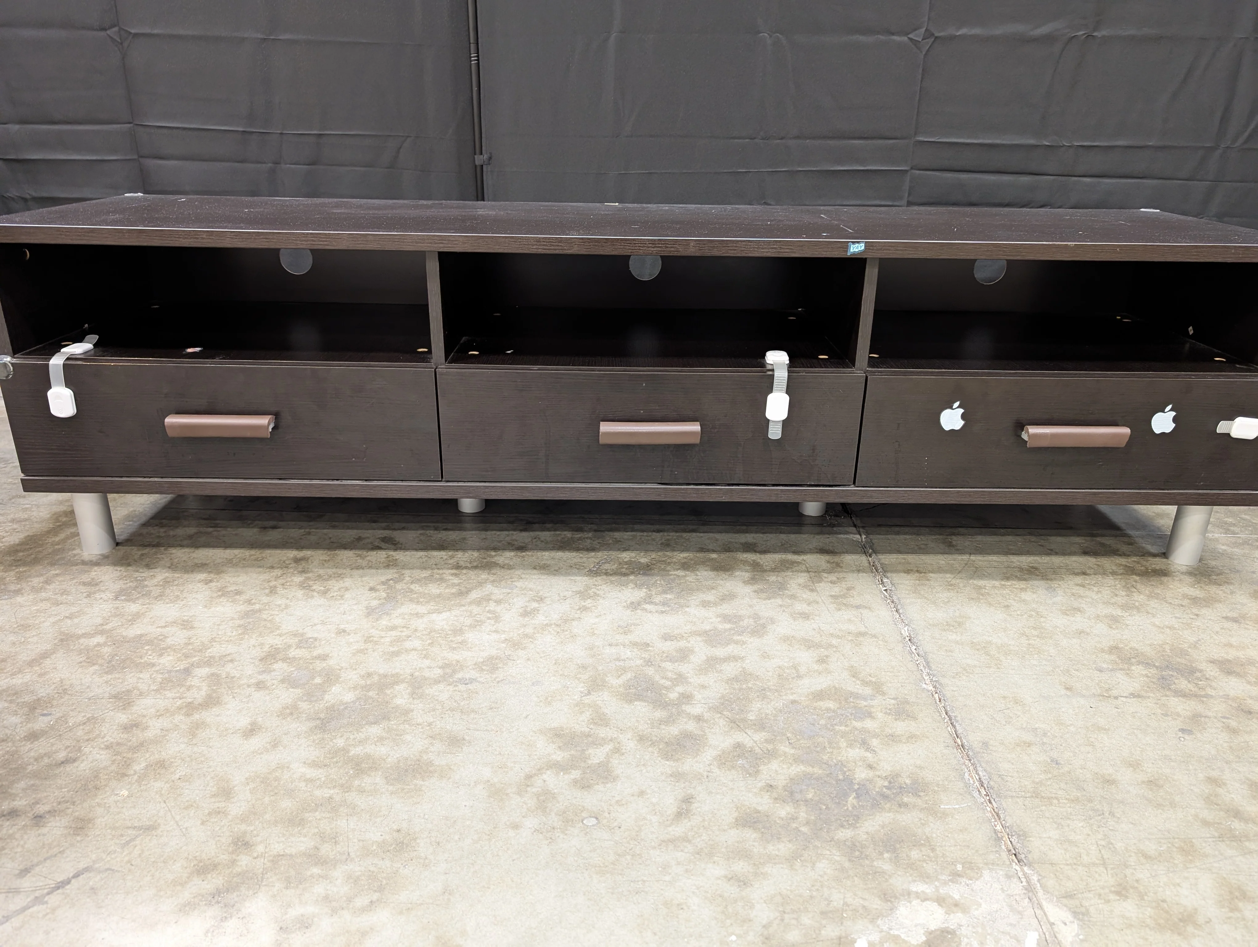 Contemporary Dark Brown Media Console with Drawers - Image 2