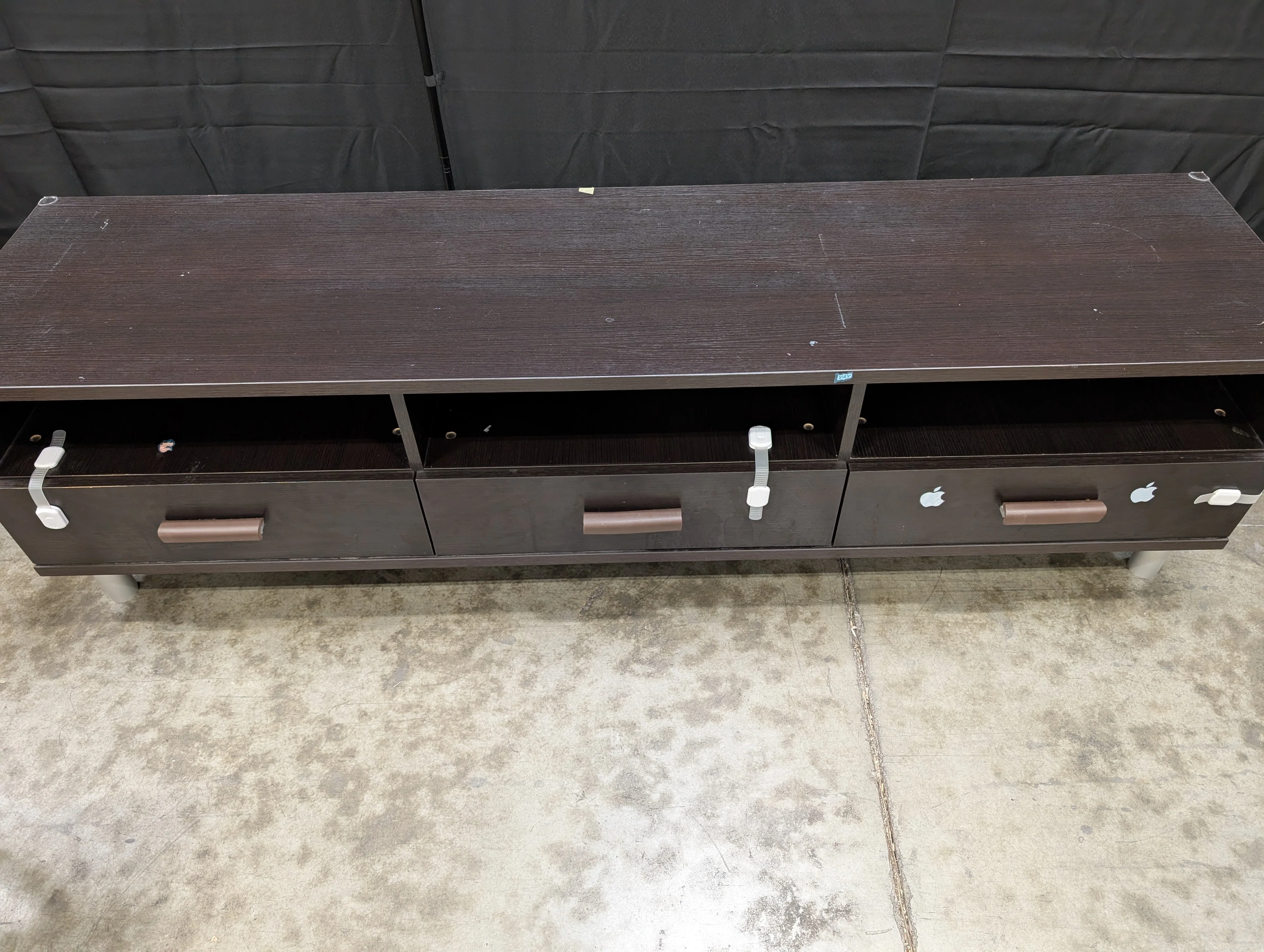 Contemporary Dark Brown Media Console with Drawers - Image 3