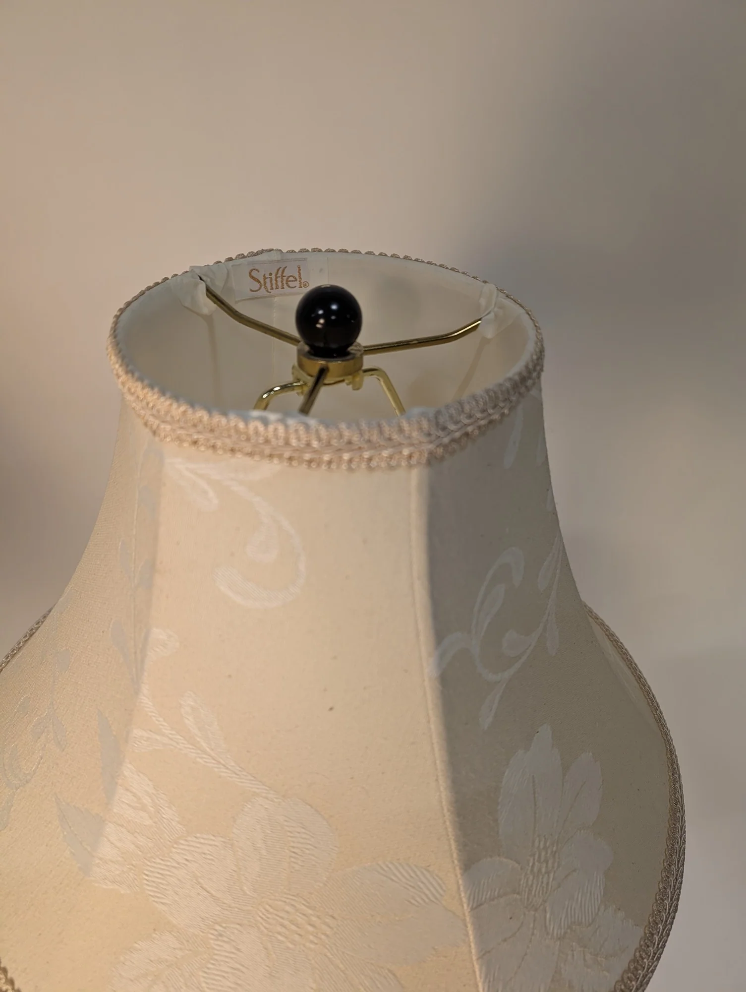 Stiffel Traditional Black Table Lamp with Floral Fabric Shade - Image 3