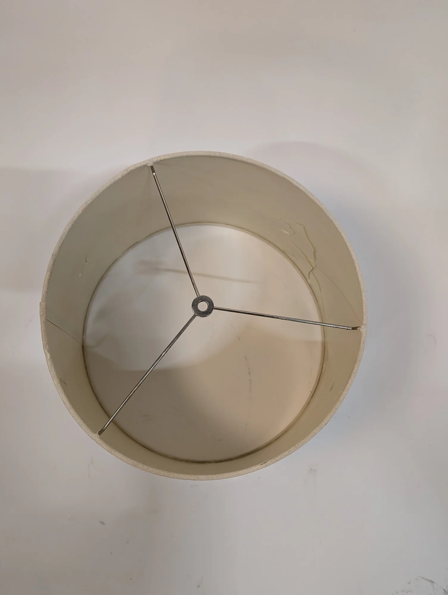 Neutral Cylindrical Fabric Lampshade with Spider Fitter - Image 4