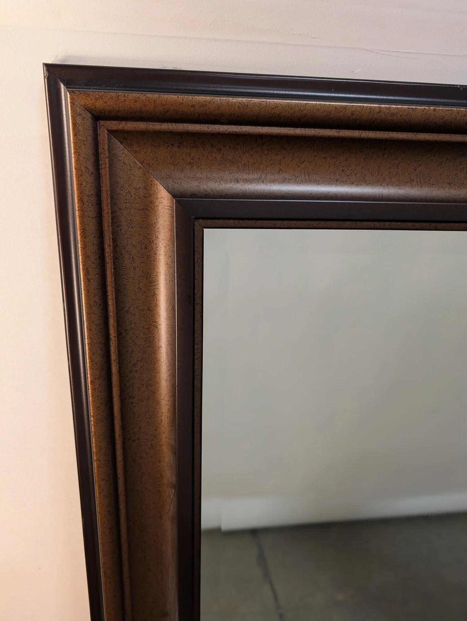 Bronze-Toned Wood Framed Rectangular Wall Mirror - Image 2