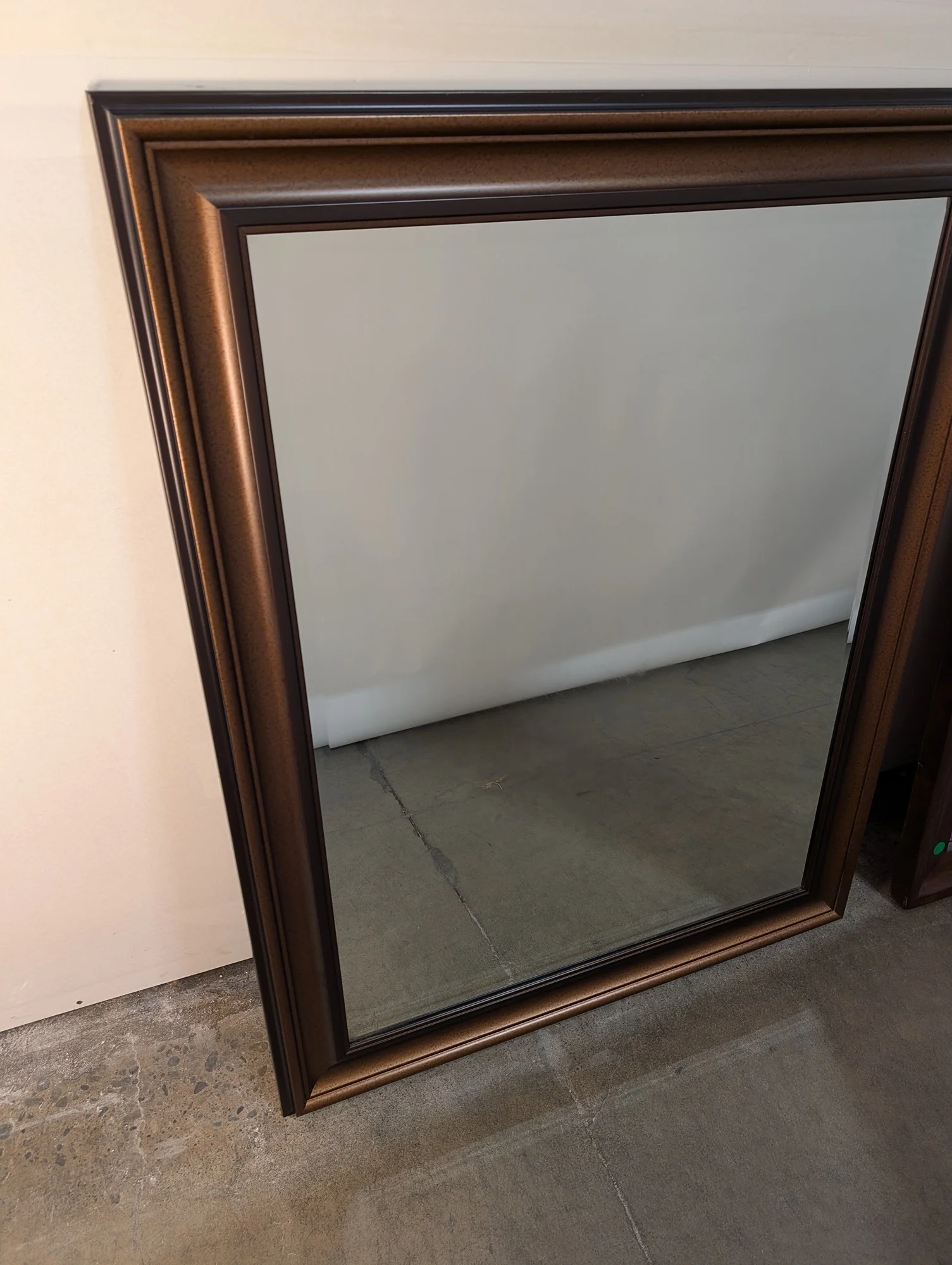 Bronze-Toned Wood Framed Rectangular Wall Mirror - Image 3