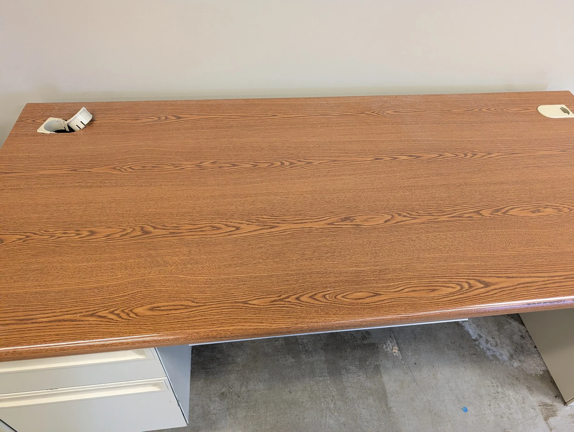 Rectangular Wood Grain Laminate Office Desk with Metal Drawers - Image 2