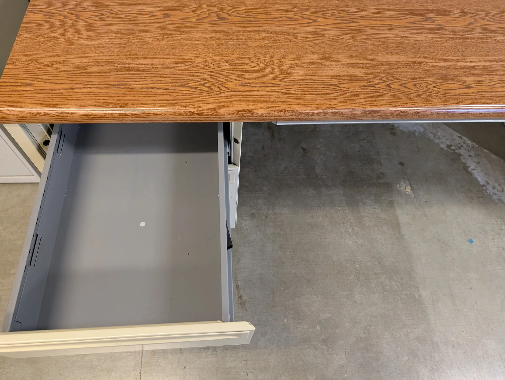 Rectangular Wood Grain Laminate Office Desk with Metal Drawers - Image 3
