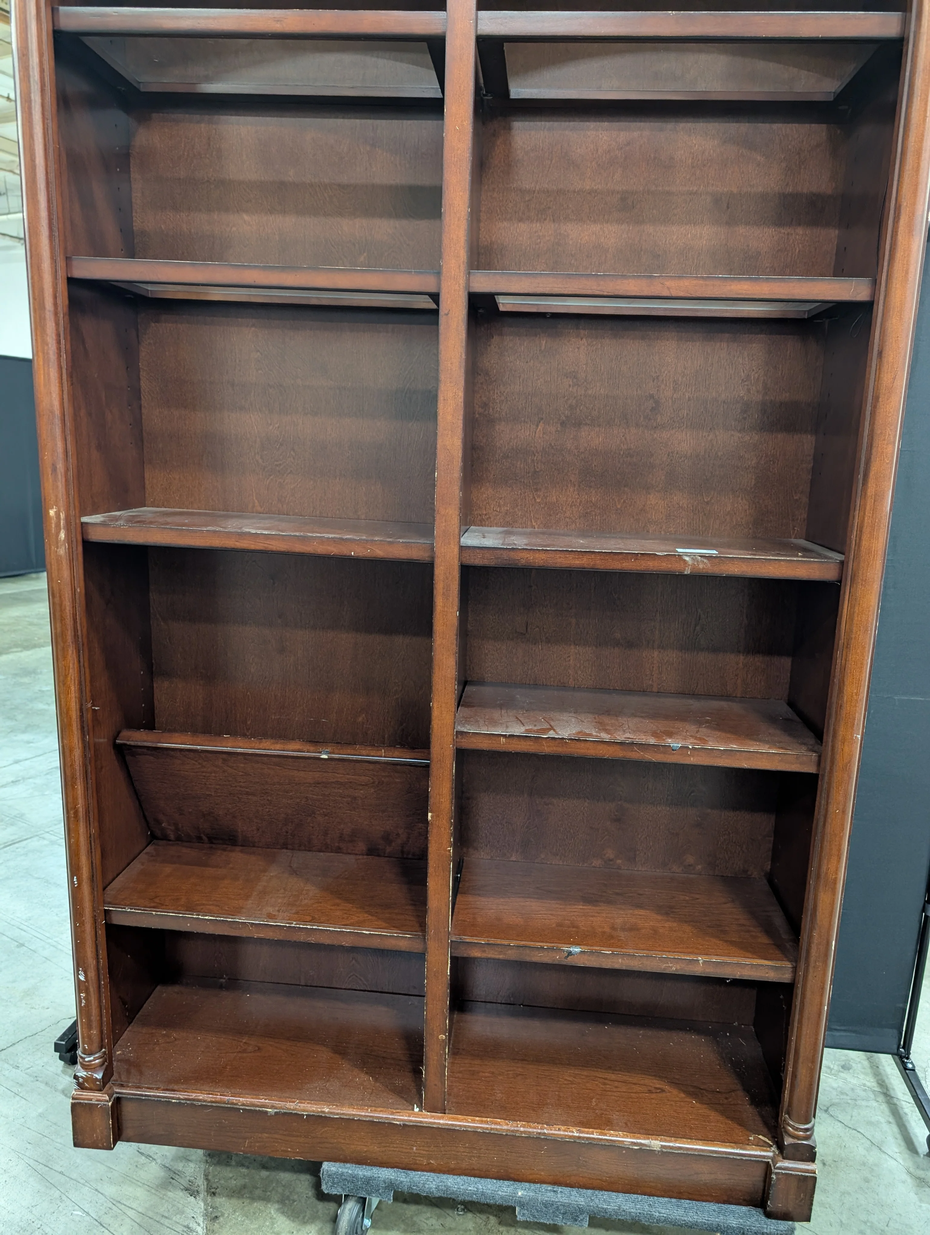 Traditional Dark Wood Bookcase with Arched Top Sections - Image 2