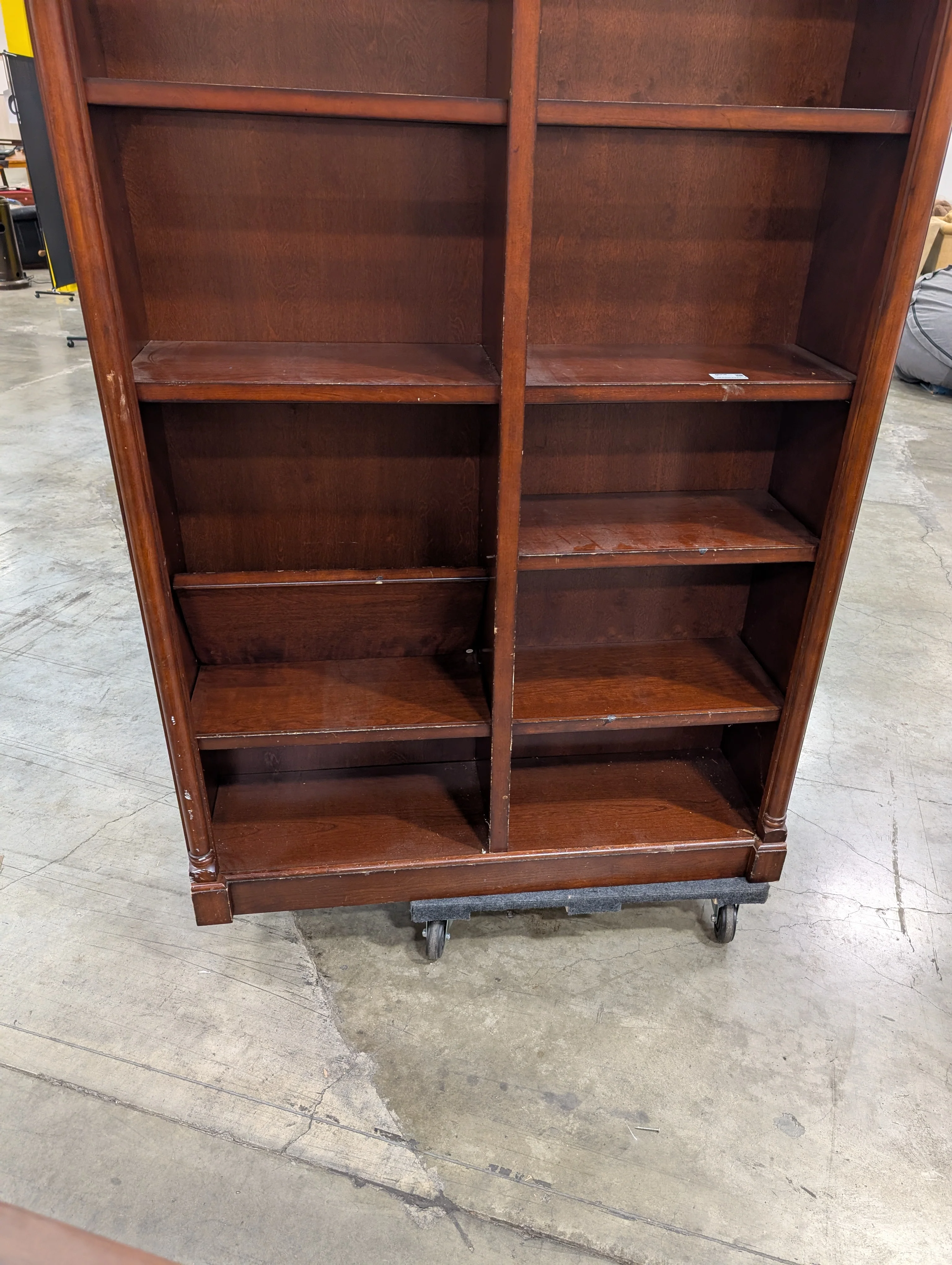 Traditional Dark Wood Bookcase with Arched Top Sections - Image 3