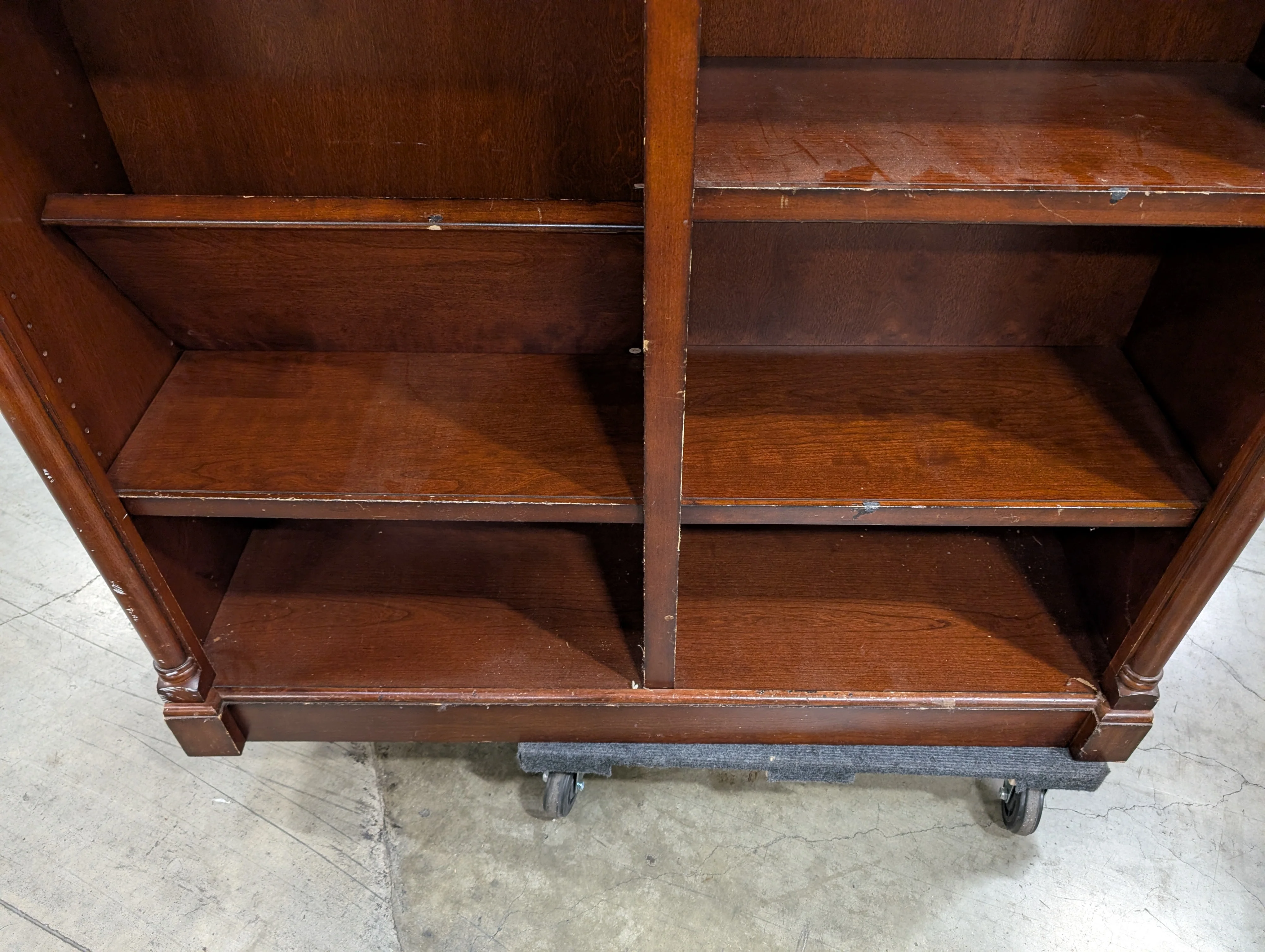 Traditional Dark Wood Bookcase with Arched Top Sections - Image 5