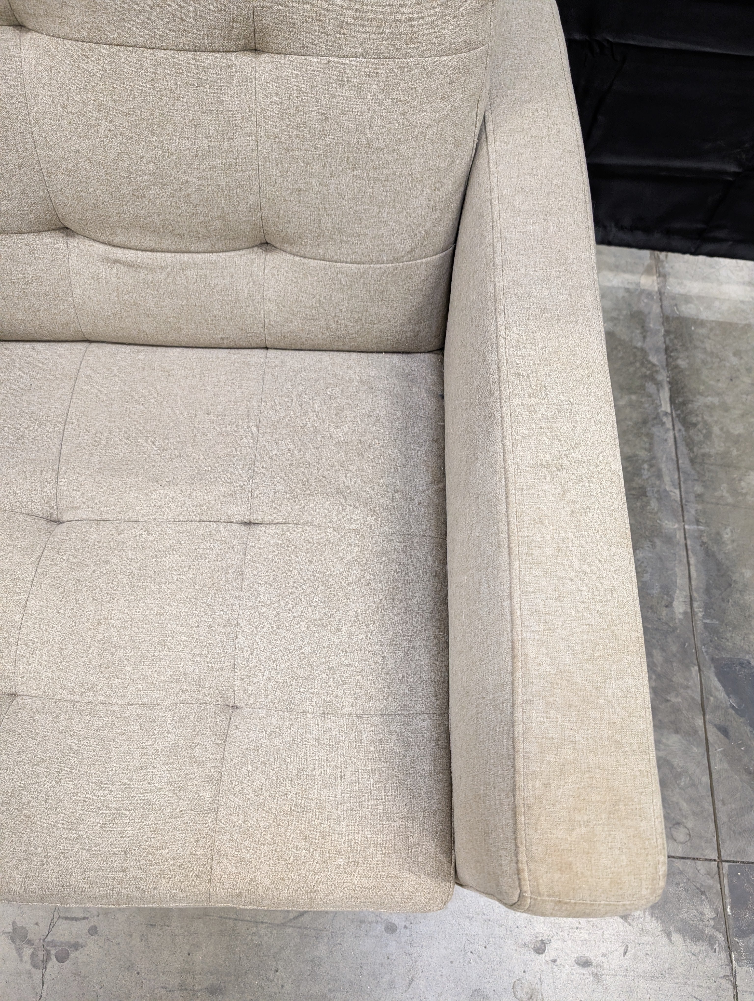 Modern Tufted Fabric Accent Chair - Beige Upholstered Armchair - Image 5