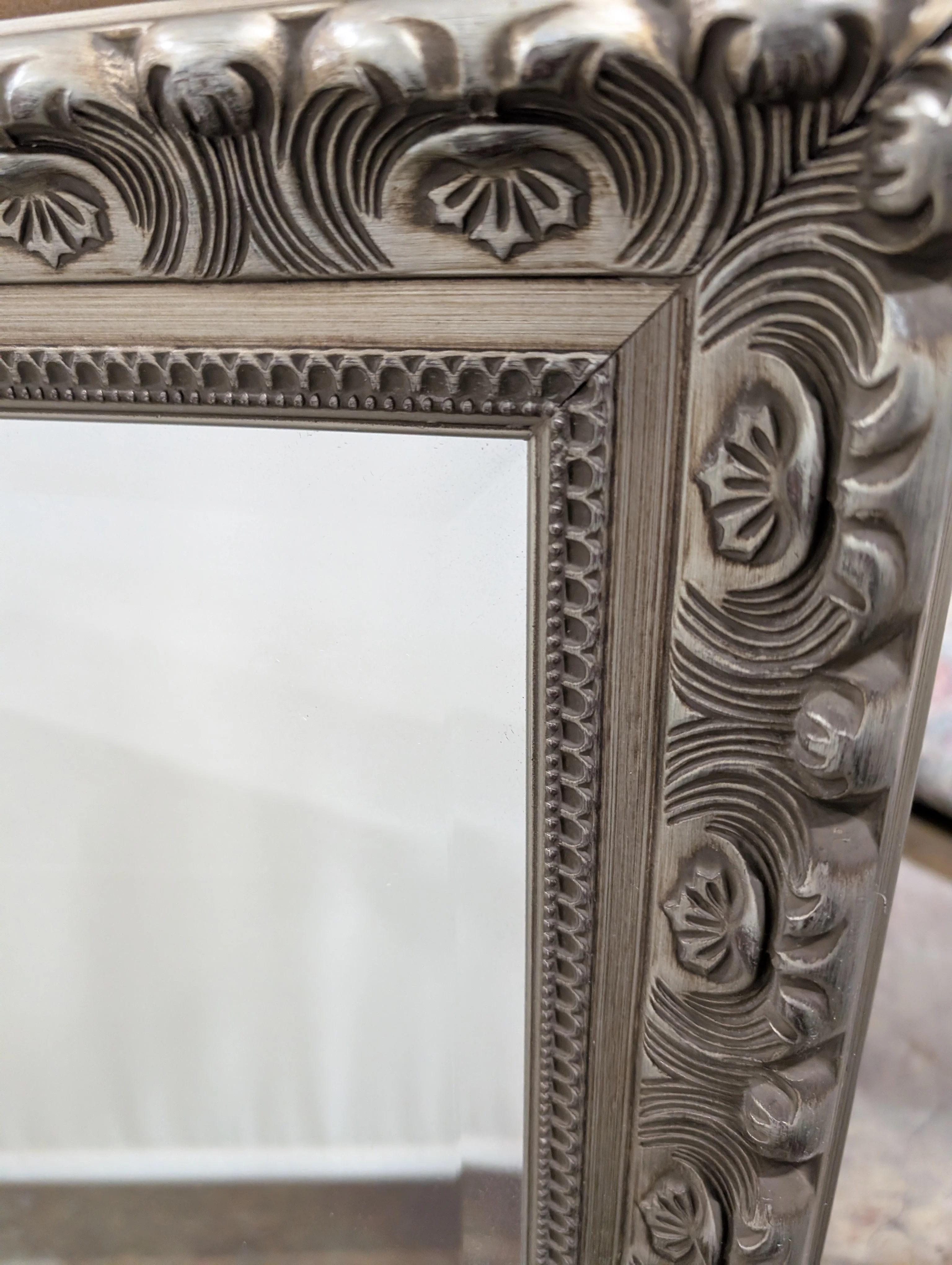 Decorative Ornate Framed Wall Mirror with Distressed Finish - Image 2