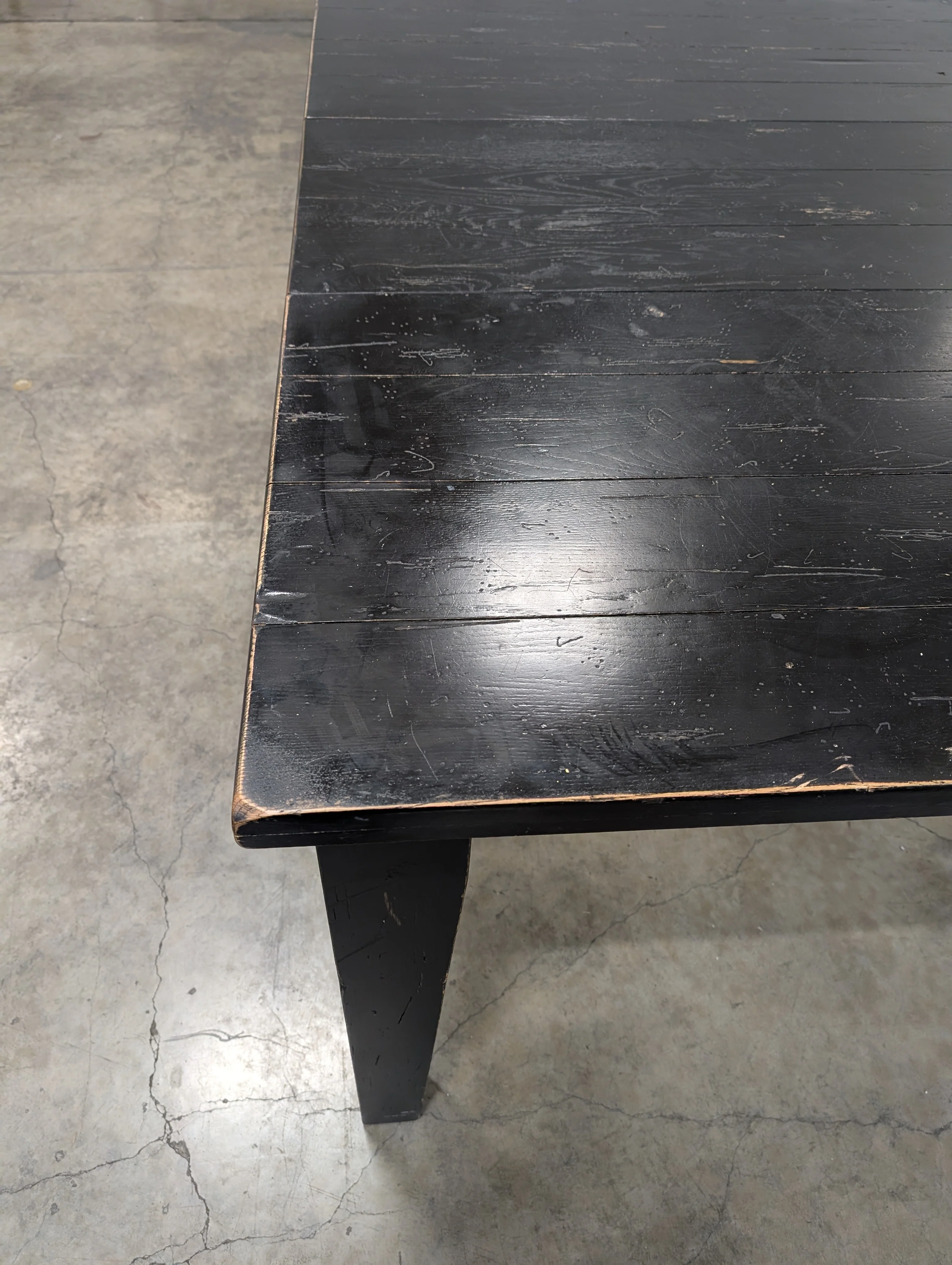 Rustic Dark Stained Wood Rectangular Dining Table - Image 4
