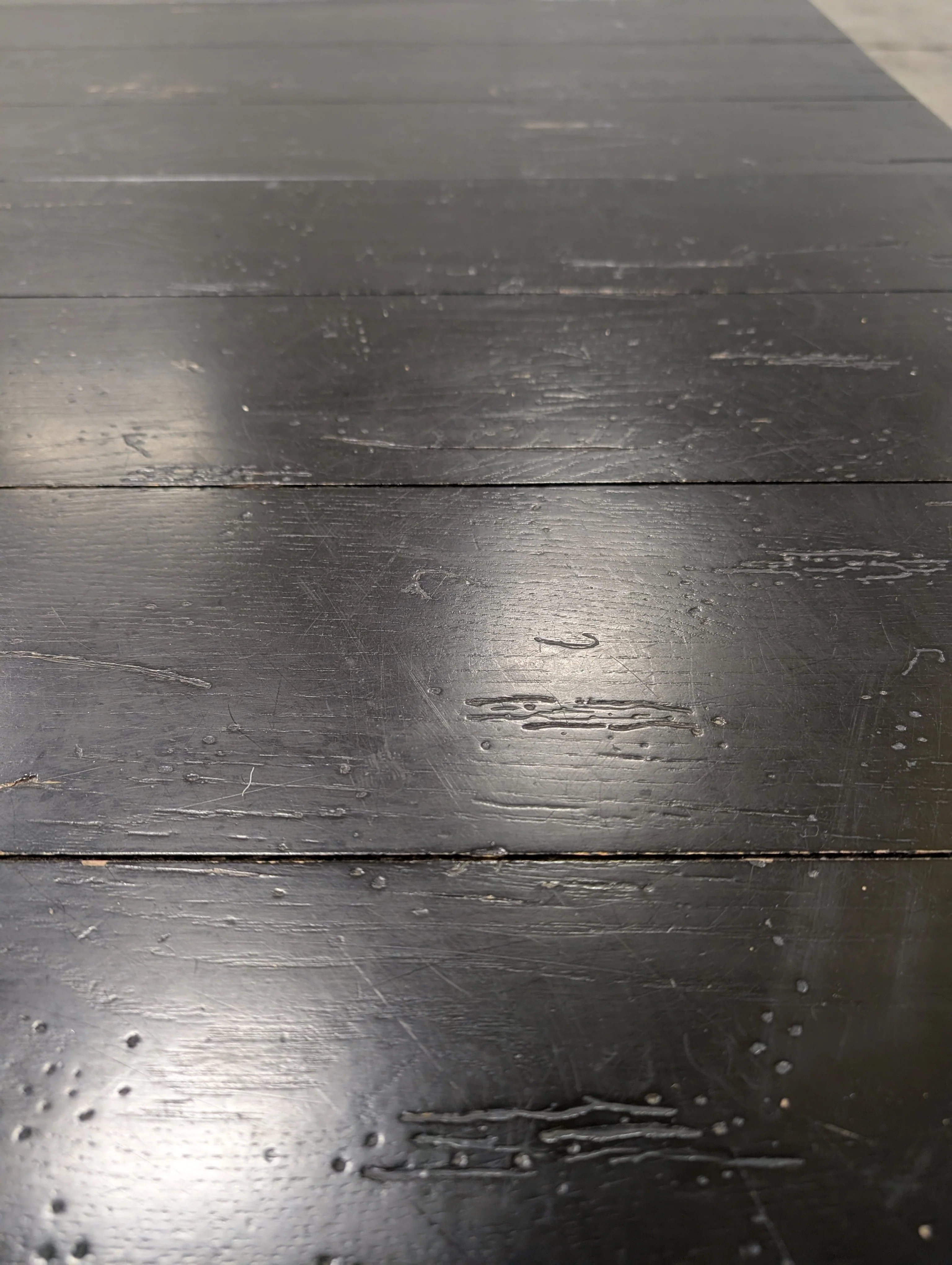 Rustic Dark Stained Wood Rectangular Dining Table - Image 7