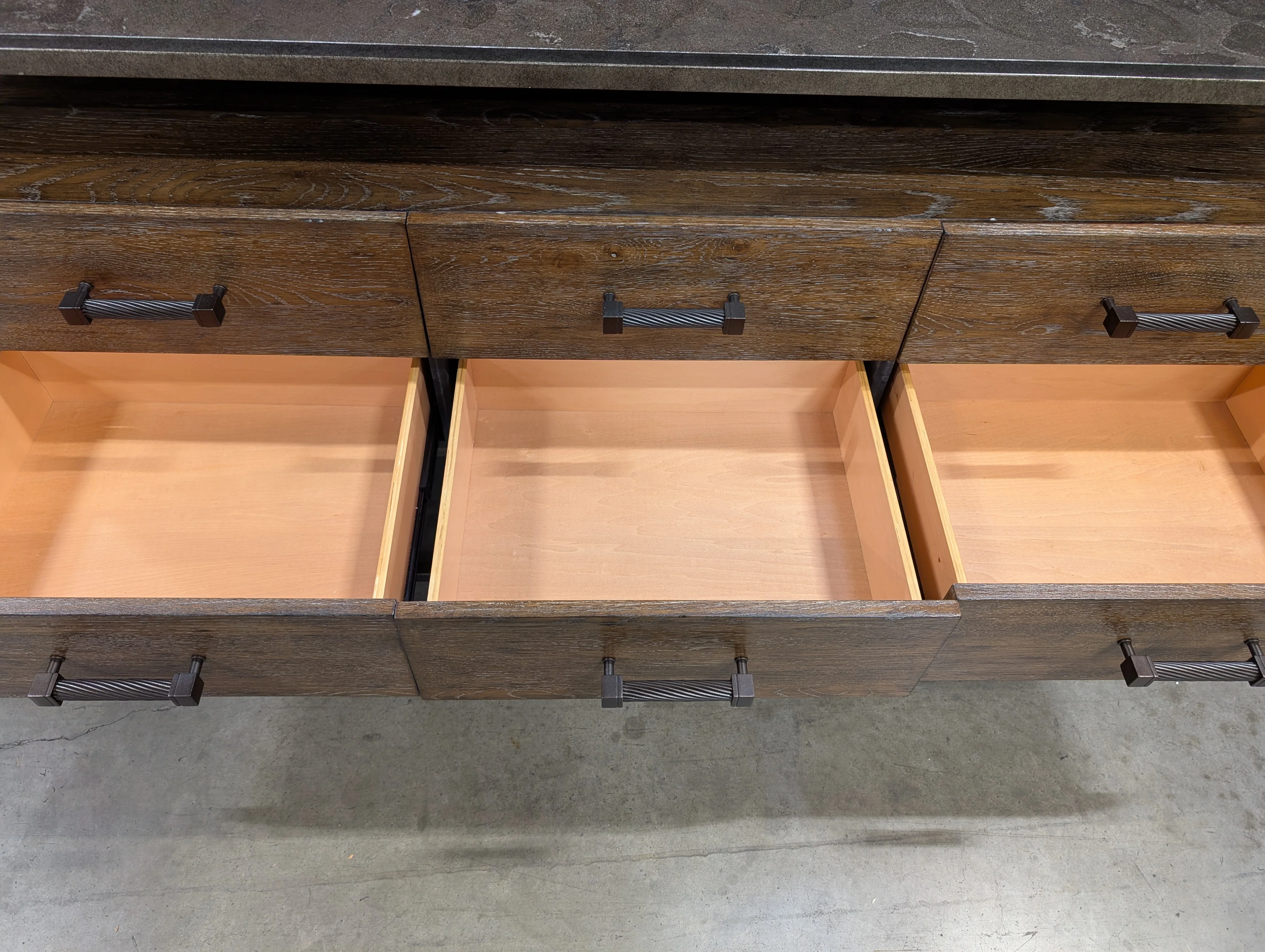 Bassett Industrial Wood and Metal Six-Drawer Console Cabinet - Image 8