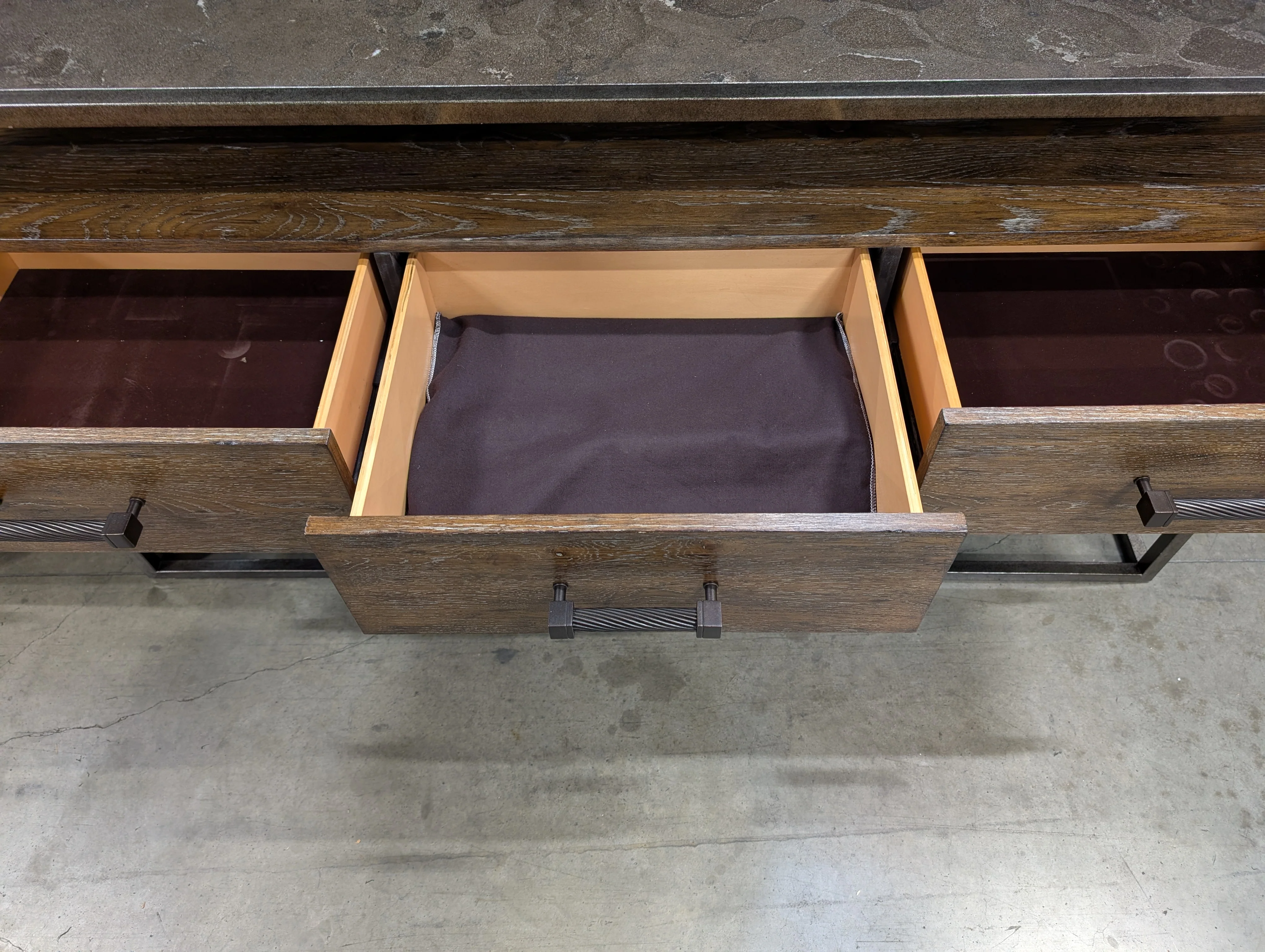 Bassett Industrial Wood and Metal Six-Drawer Console Cabinet - Image 9