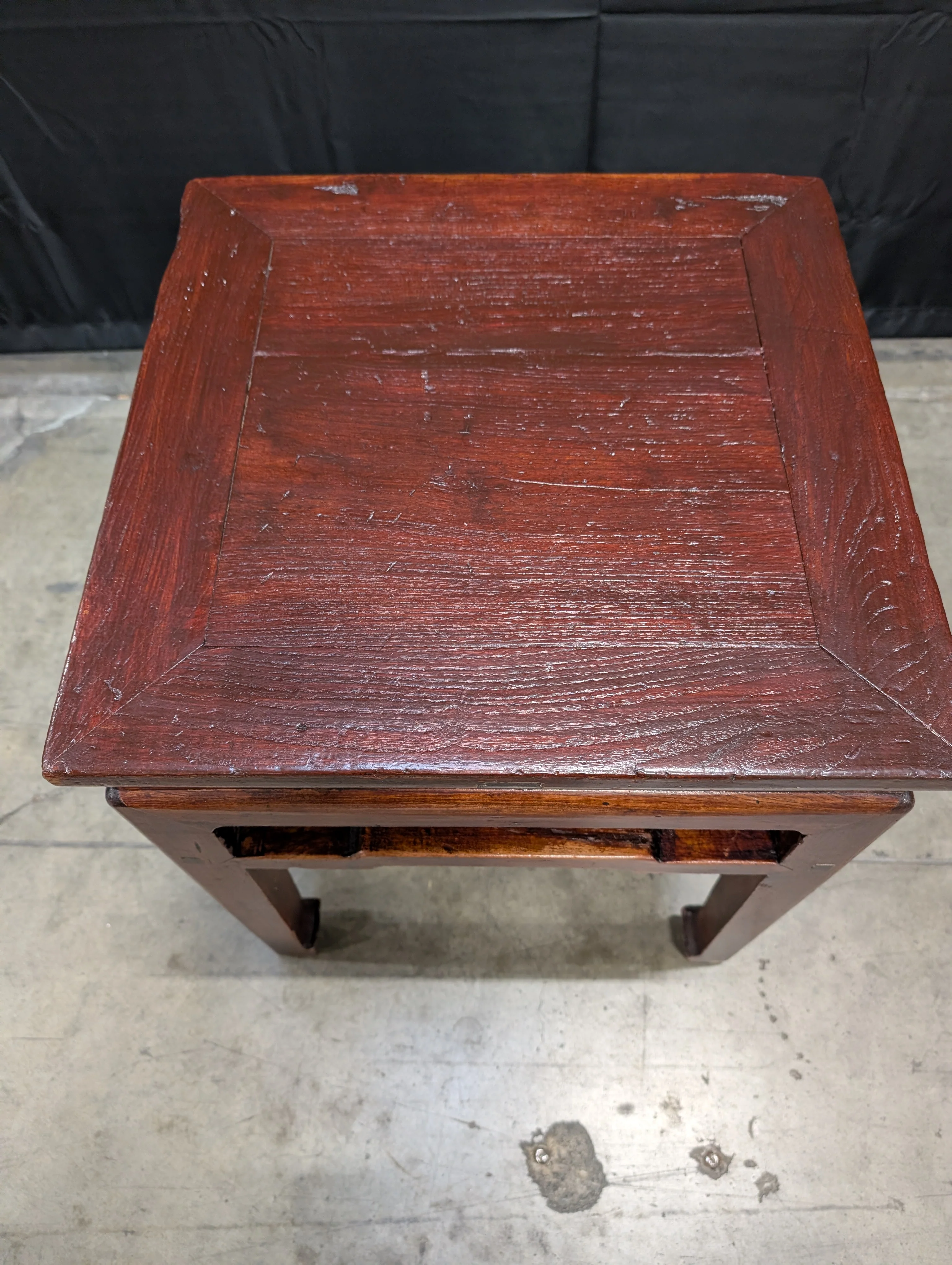 Richly Stained Wood Square Side Table - Image 2