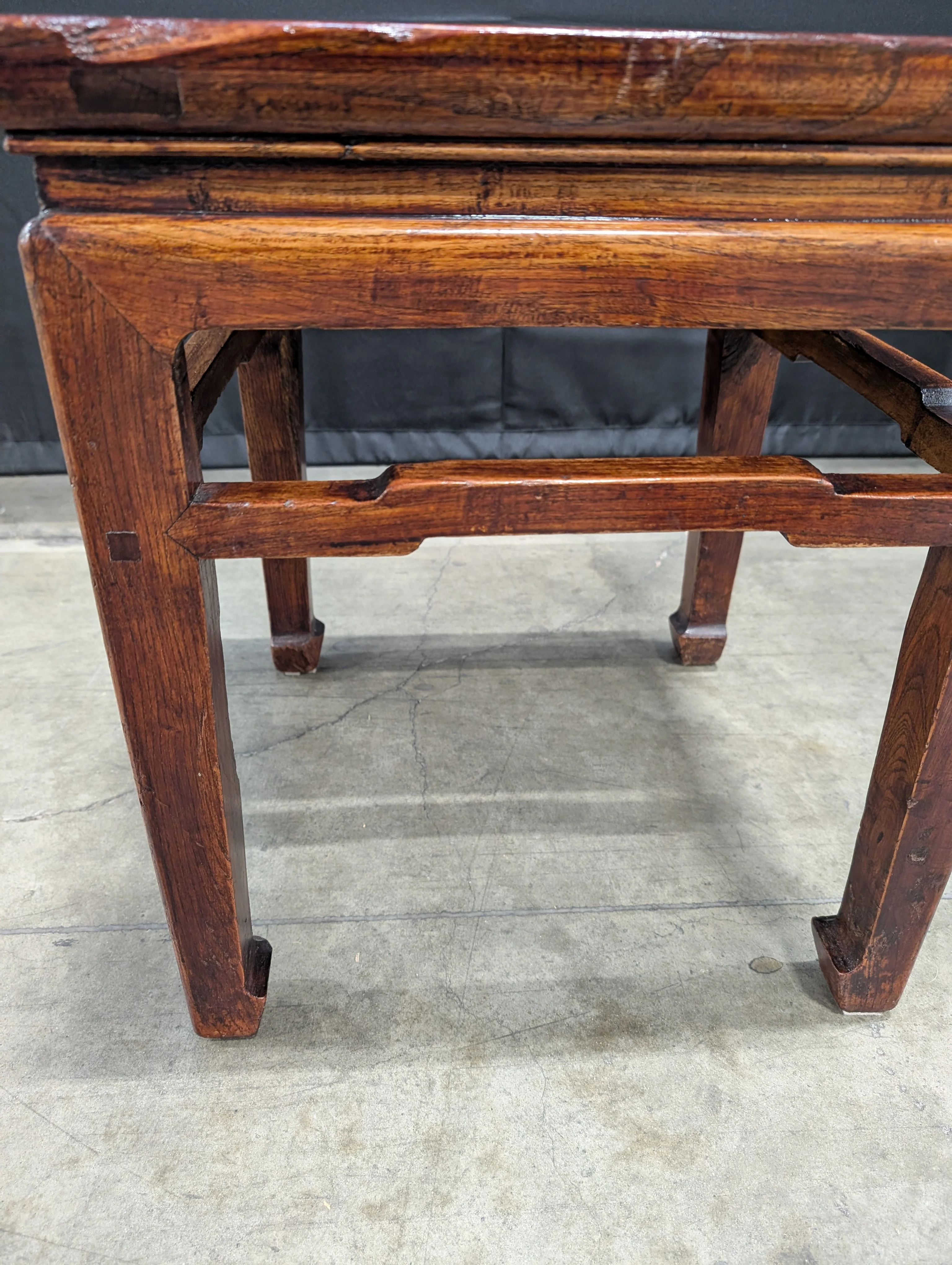 Richly Stained Wood Square Side Table - Image 4
