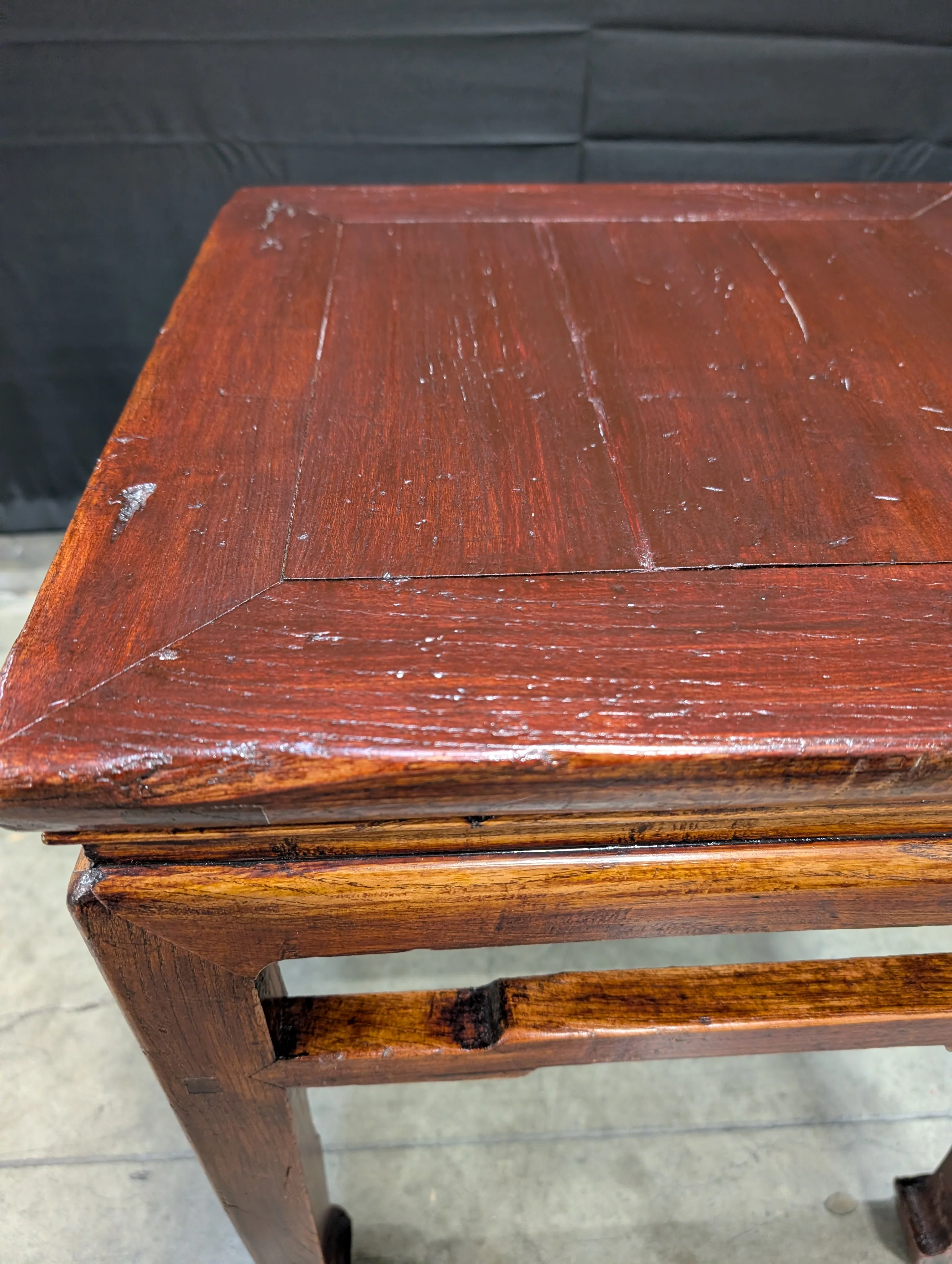 Richly Stained Wood Square Side Table - Image 5