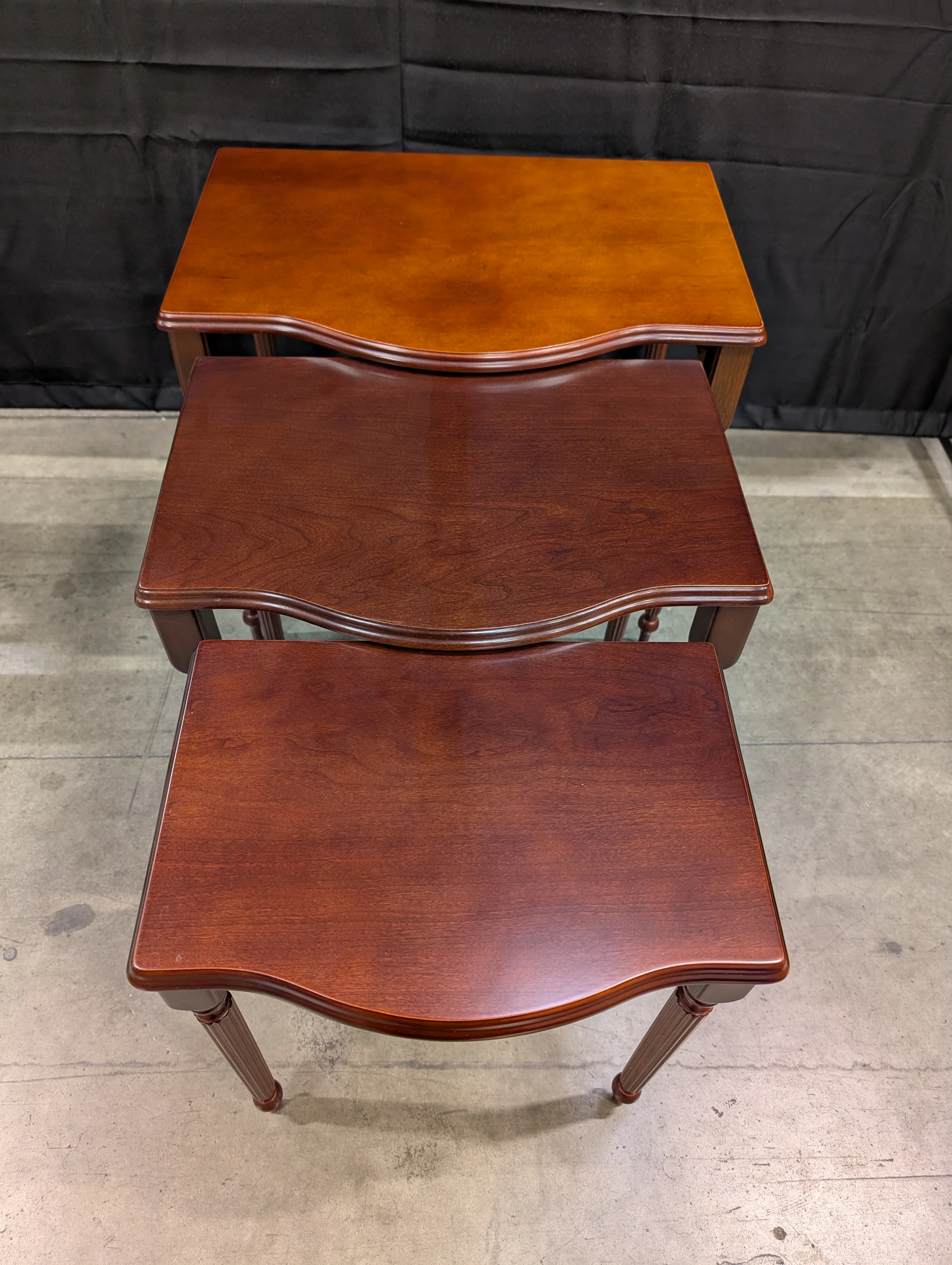 Bombay Wood Nesting Tables Set of 3 - Dark Cherry Finish - Image 2