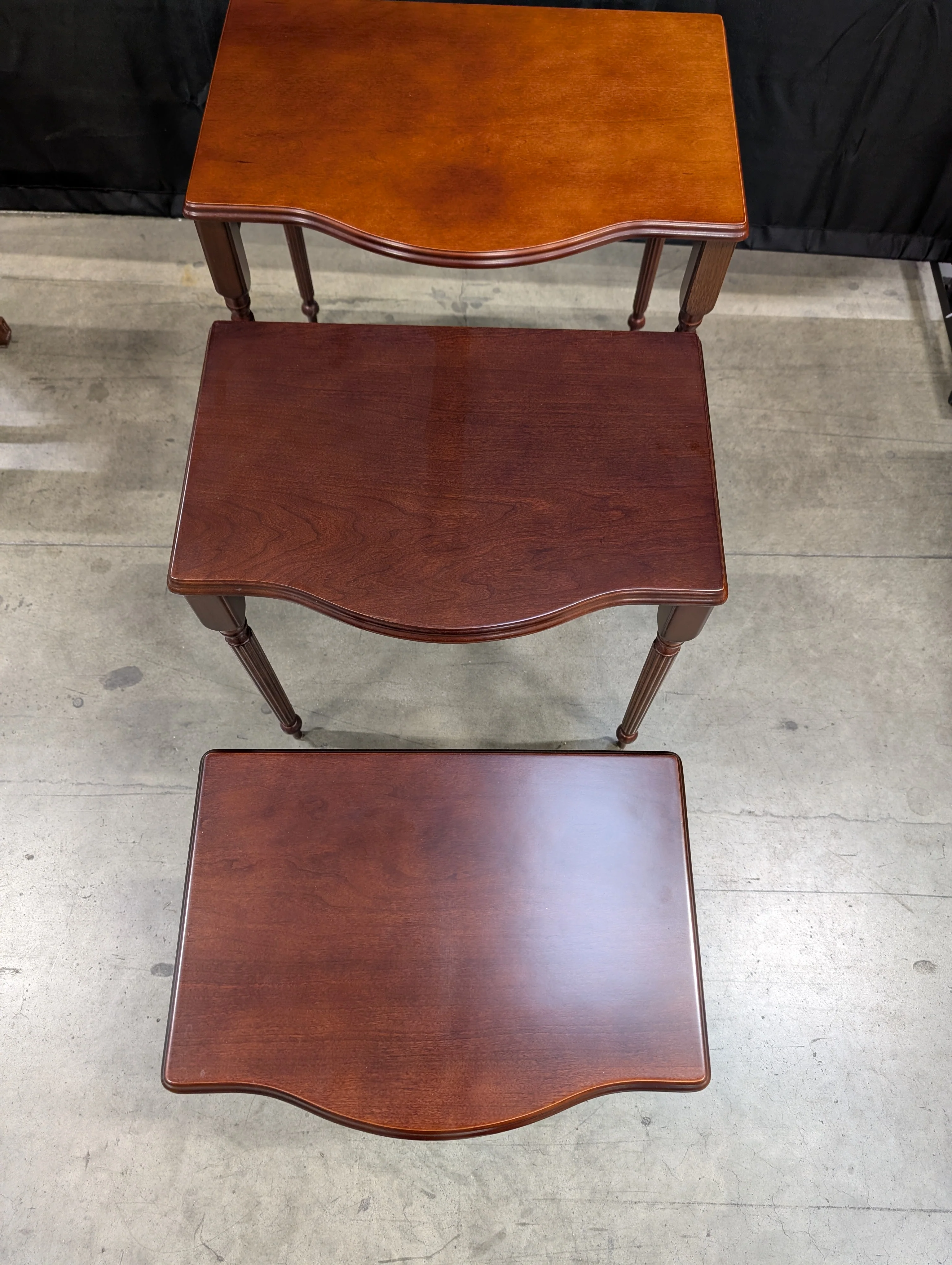 Bombay Wood Nesting Tables Set of 3 - Dark Cherry Finish - Image 3